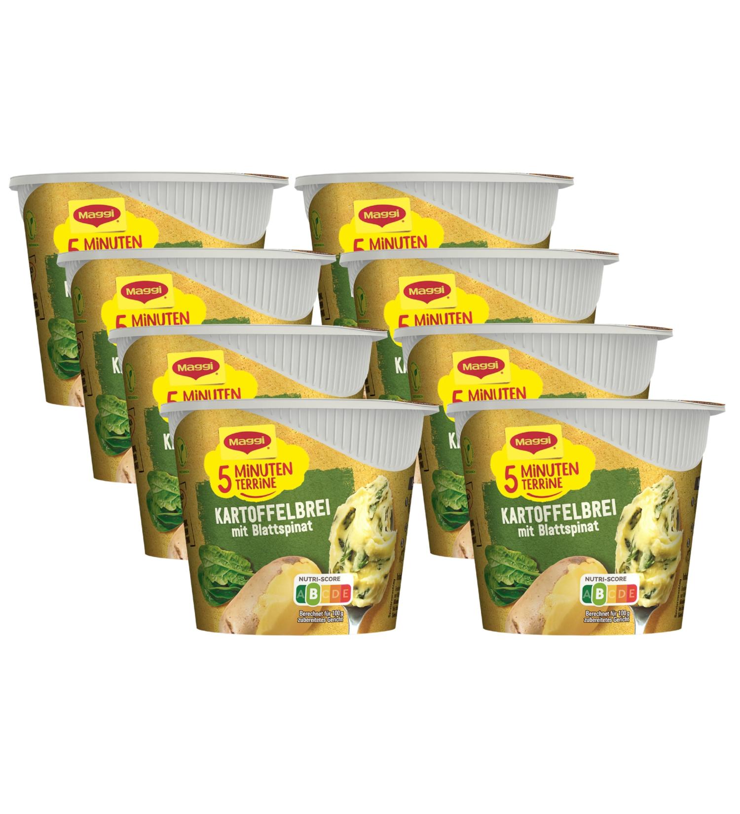 Maggi 5-Minute Terrine Potato Porridge with Spinach - Delicious Instant Meal (8 Pack 47g each) | Ready to Eat Snack - Buy Online on GoSupps.com