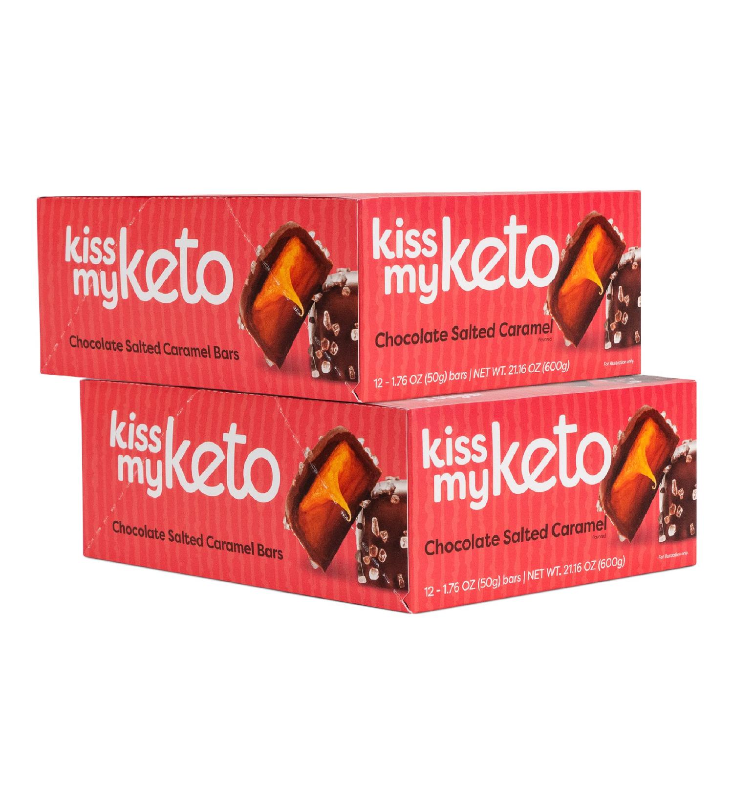 Kiss My Keto Chocolate Salted Caramel Protein Bars - 36-Pack | Low Sugar, Low Carb, 18g MCTs, 1g Sugar, 3g Net Carbs | Keto Snack, Meal Replacement Bar - Buy Online on GoSupps.com