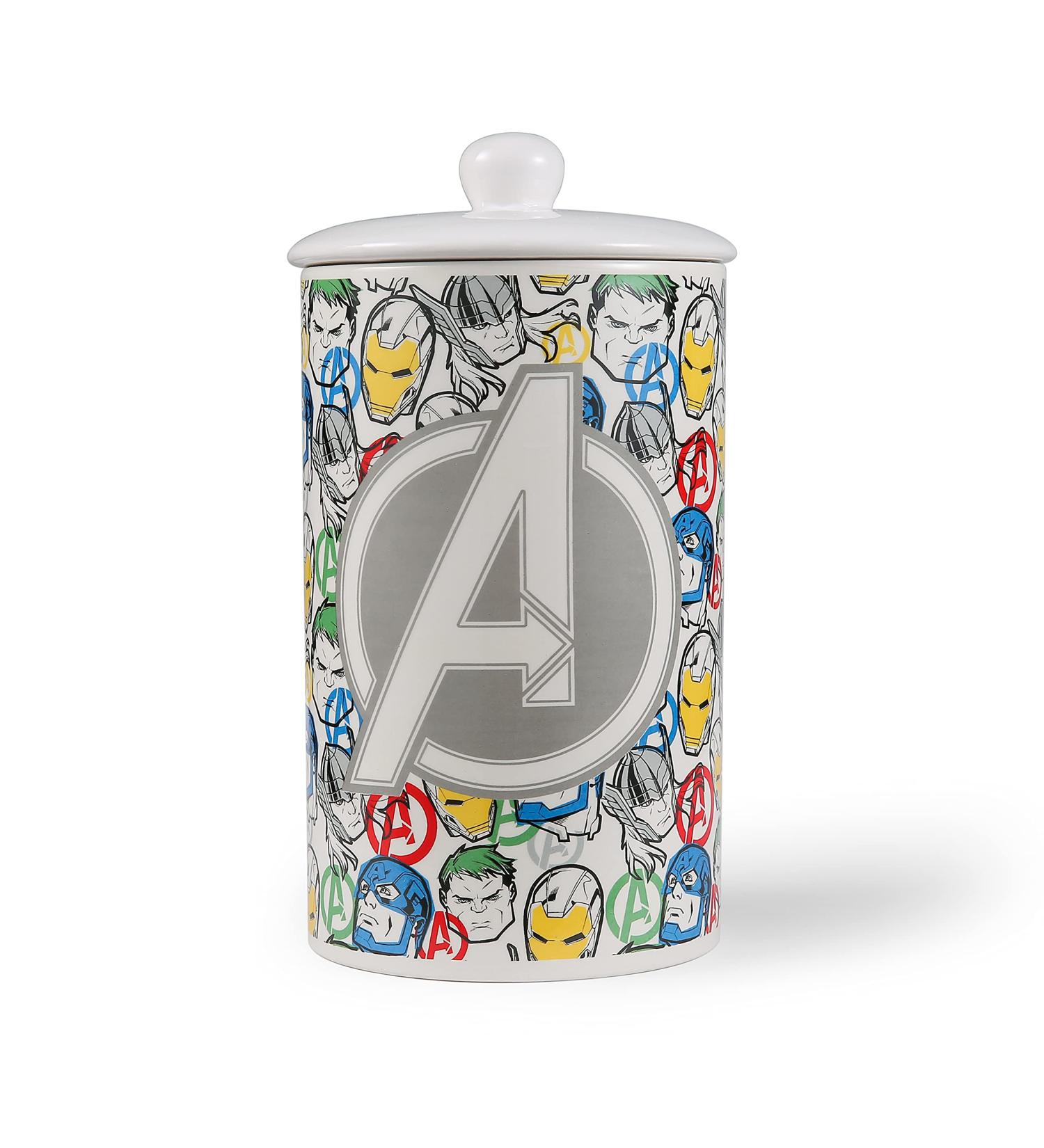 Marvel Comics Ceramic Dog Treat Jar - Avengers & Spiderman Theme, 10 x 5 Inches, Dishwasher Safe Storage Container - Buy Online on GoSupps.com