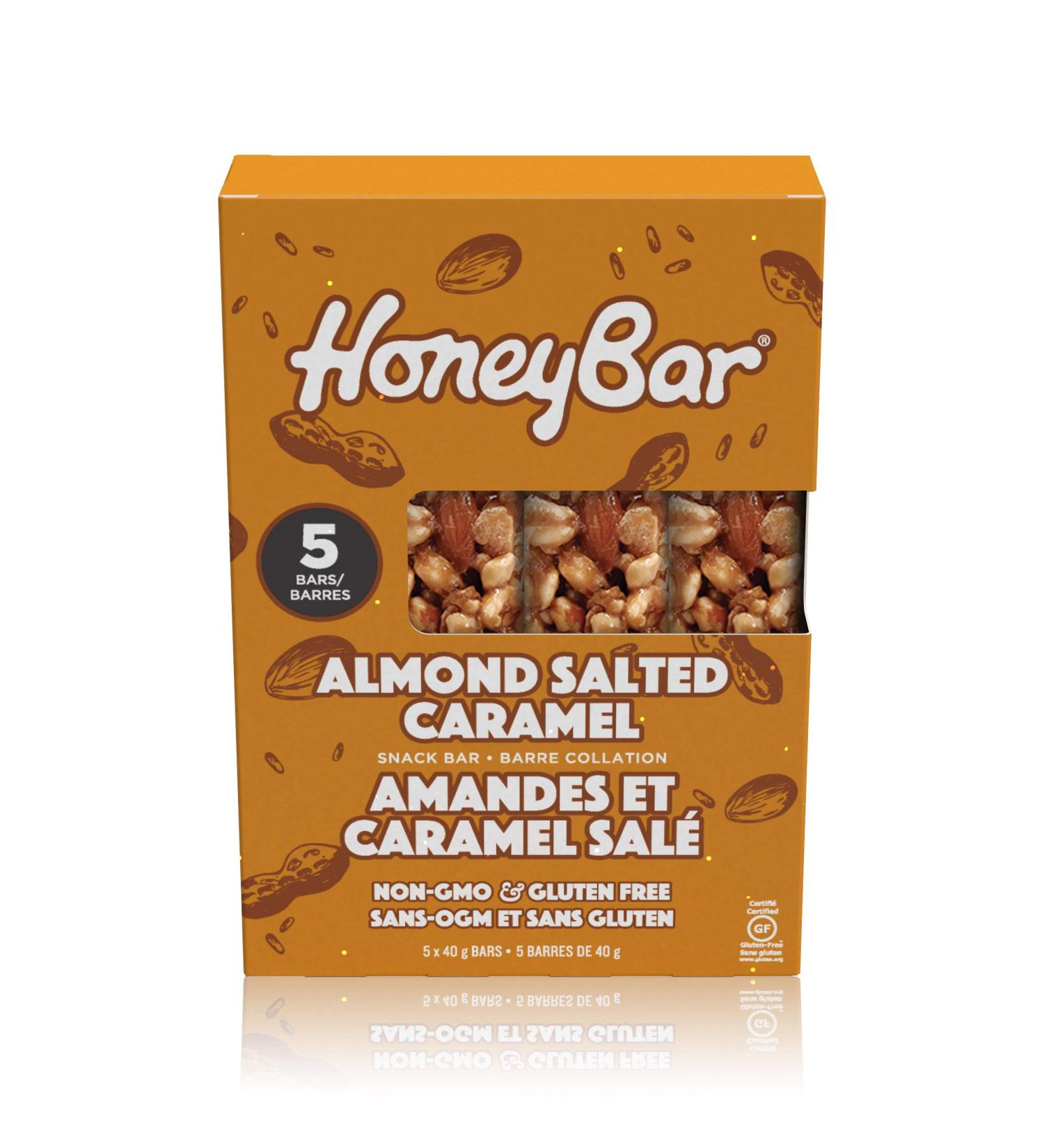 HoneyBar Snack Bars Almond Salted Caramel Gluten-Free Non-GMO Vegetarian 40 g Bars Almond Salted Caramel 5 Count Almond Salted Caramel 40 g (Pack of 5) - Buy Online on GoSupps.com