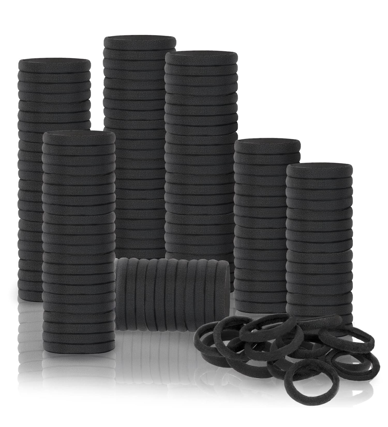 Ansnbo 120PCS Black Seamless Thick Hair Ties - Elastic Ponytail Holder for Women - Buy Online on GoSupps.com