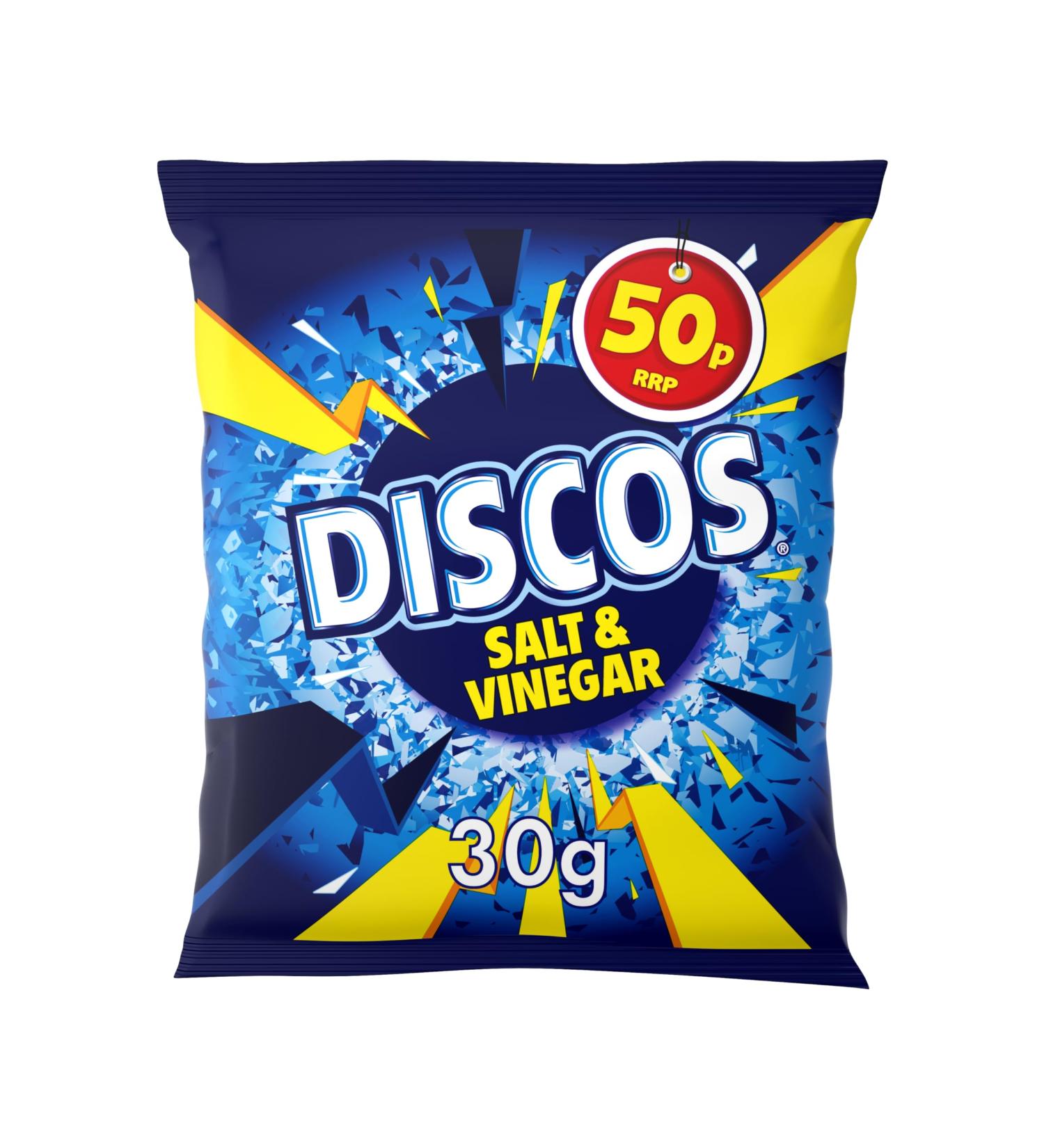 Discos Crisps 30 x 30g PMP (Salt & Vinegar Flavour)
