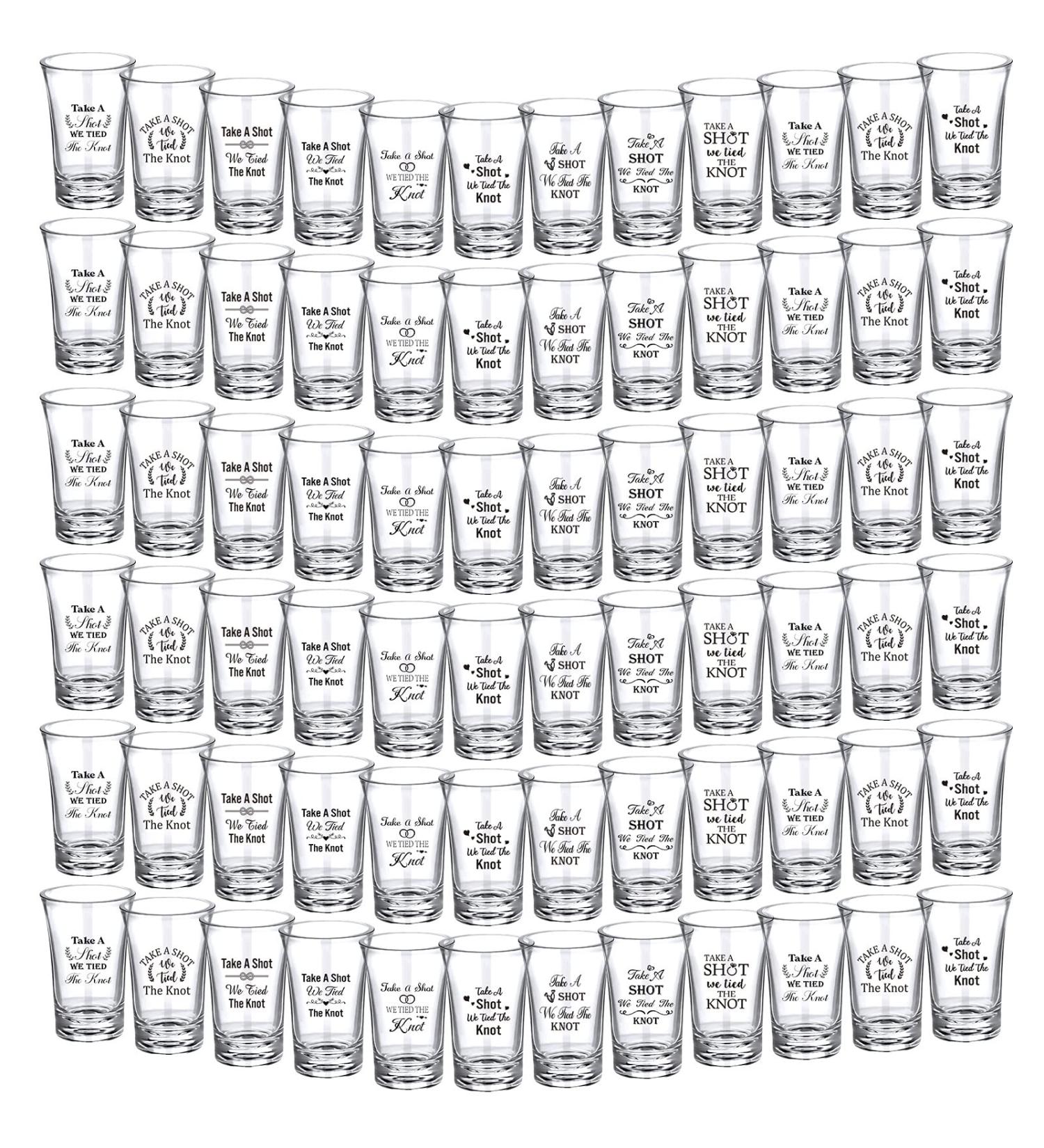 Zubebe 72 Pieces 'We Tied the Knot' Acrylic Shot Glasses for Wedding Guests - Bridal Party Favors (9 Styles) - Buy Online on GoSupps.com