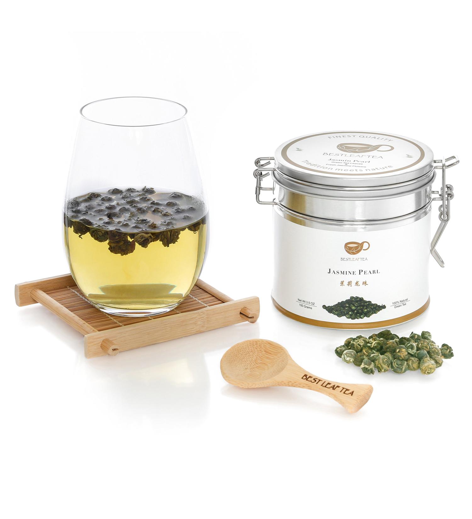 Spring Picked Jasmine Pearl Green Tea - Chinese Loose Leaf Tea 100g/3.5oz by BESTLEAFTEA - Buy Online on GoSupps.com