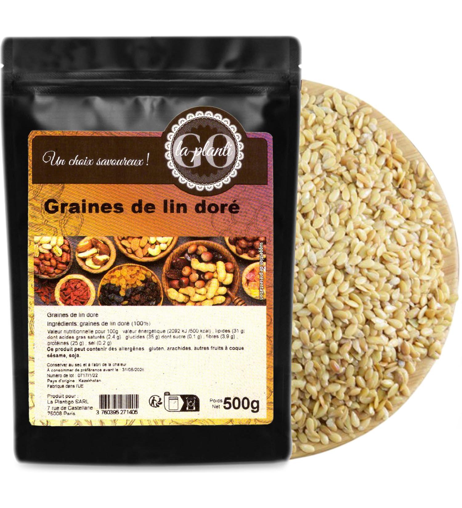 Golden flax seeds 500 g - LA PLANTIGO - Buy Online on GoSupps.com