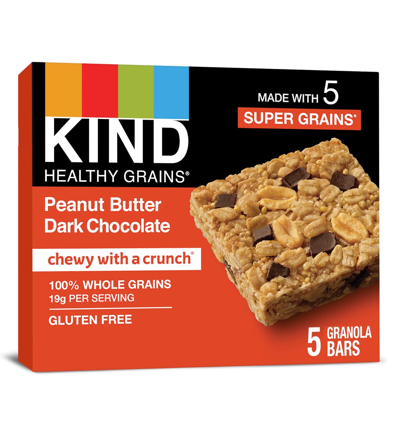 KIND Healthy Grains Bars Peanut Butter Dark Chocolate 40 Count - Gluten Free - Buy Online on GoSupps.com