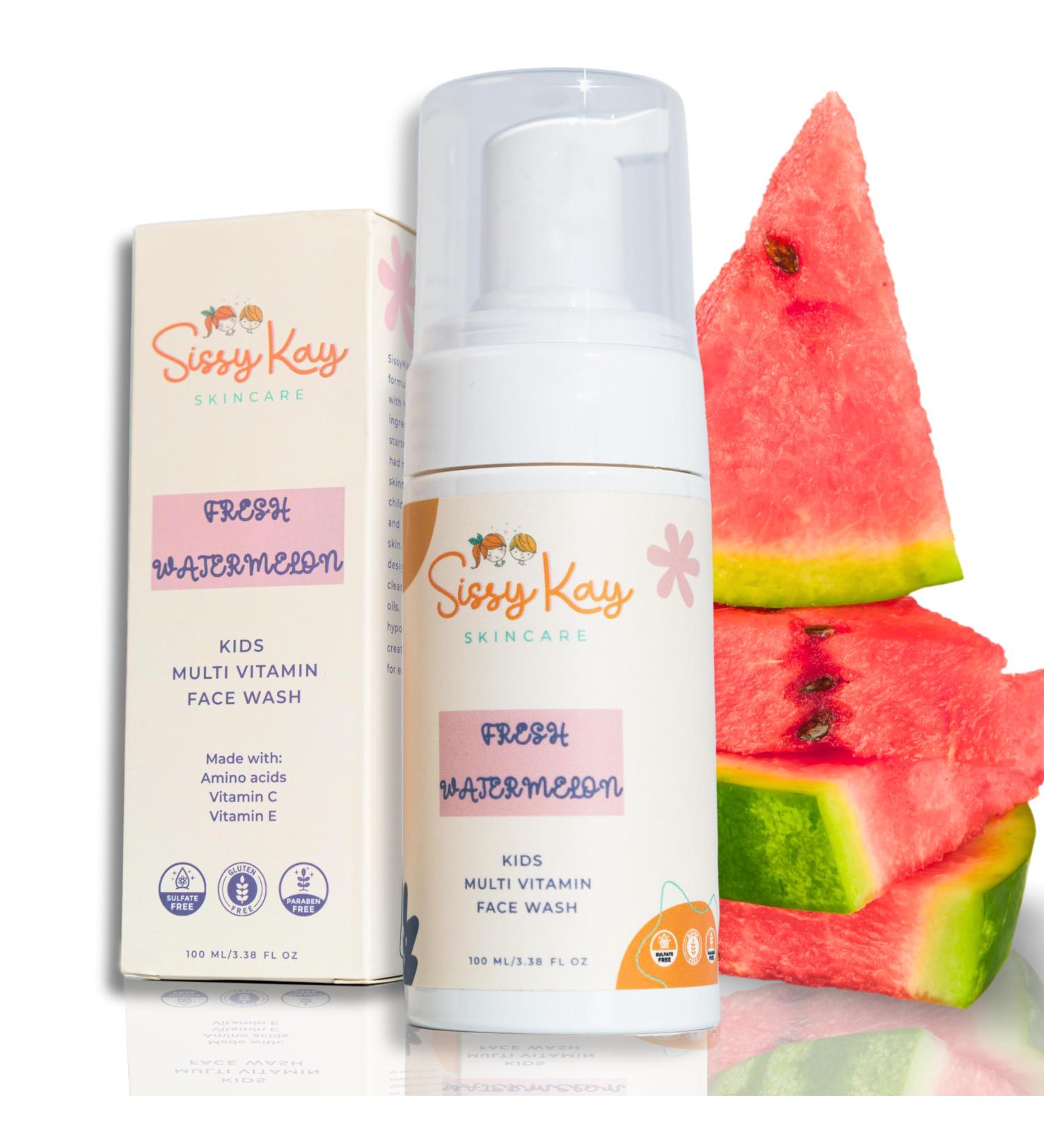 Kids Foaming Face Wash - Gentle Natural Cleanser with Vitamin C & E - Tear-Free Sensitive Skin Care for Girls & Boys - Watermelon 100ml - Buy Online on GoSupps.com