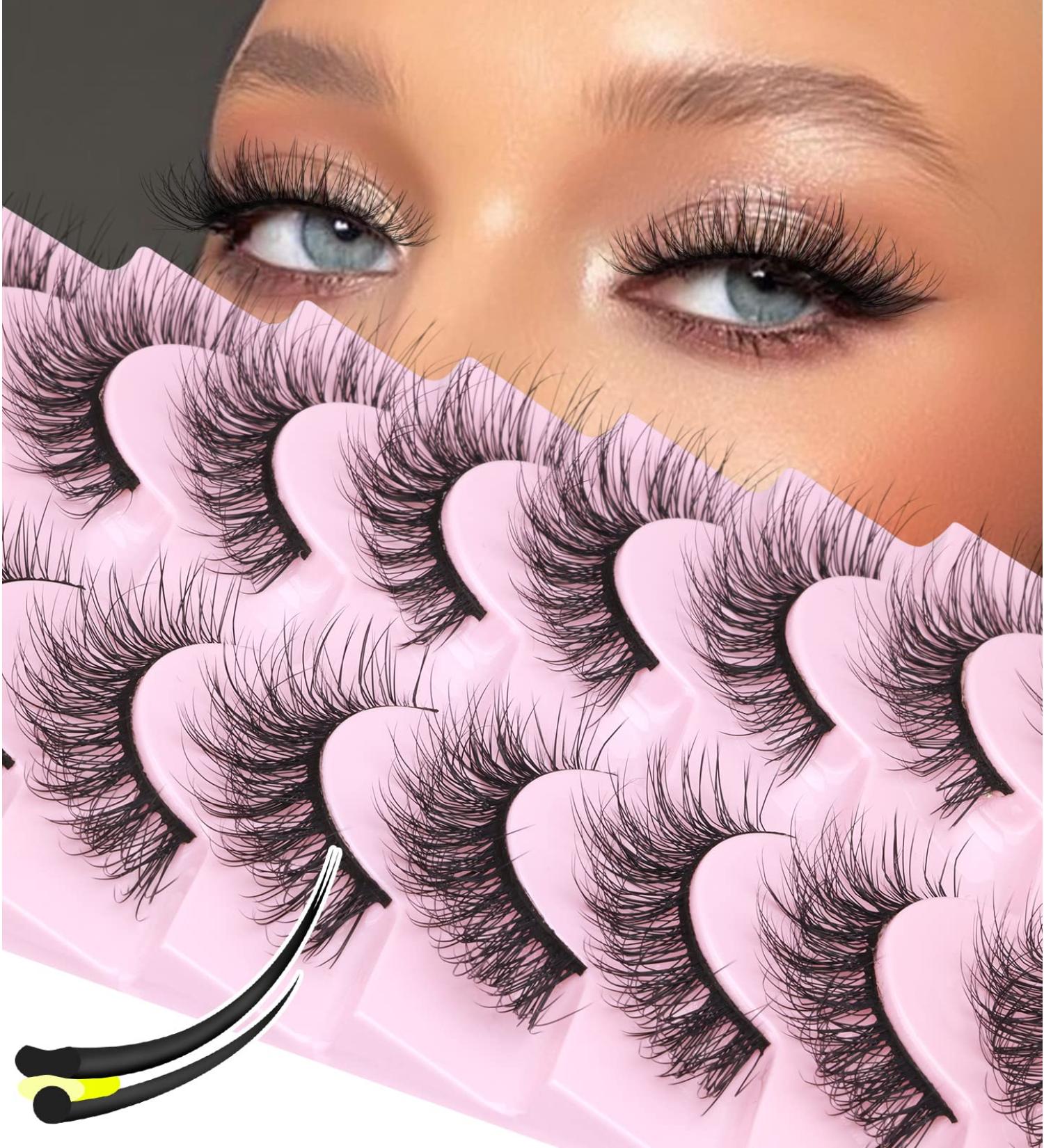 Mink Lashes - Natural Look, Fluffy Fake Eyelashes | Full Volume, Curly Soft 3D Faux Mink Extensions | Pack of Wispy & Fluffy Strip Lashes - Buy Online on GoSupps.com