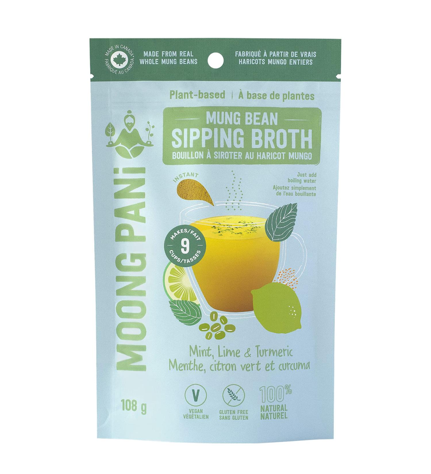 Sprouted Mung Sipping Broth | Mint Lime Turmeric | Plant-based Vegan Soup Powder | Gluten-free Soy-free | Keto-friendly | Ayurvedic | 9 Servings - Buy Online on GoSupps.com