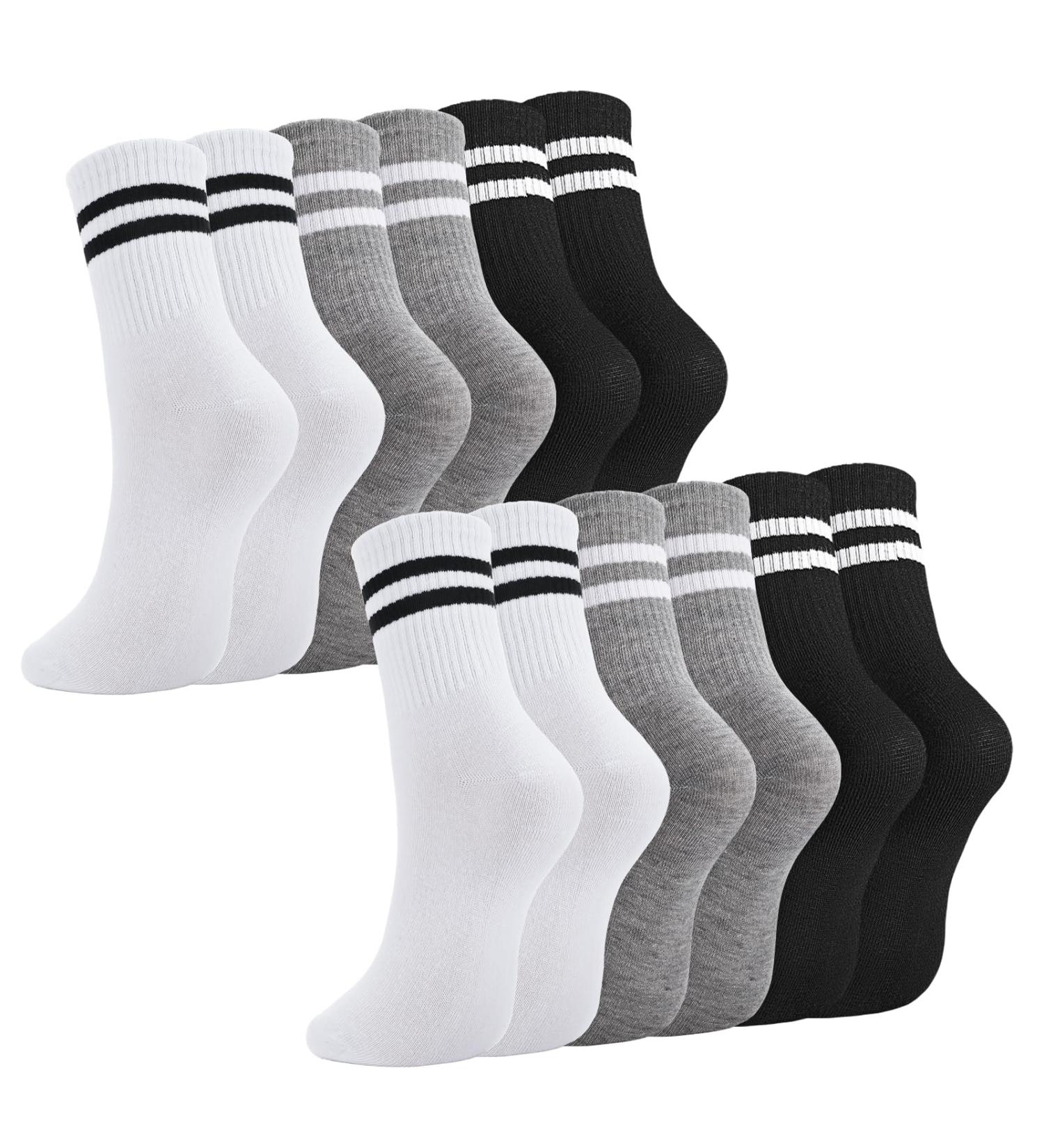 Shop 6 Pairs of Cotton Sports Socks for Men & Women | Striped Tennis Socks | Size 38-43 - International Shipping Available - Buy Online on GoSupps.com