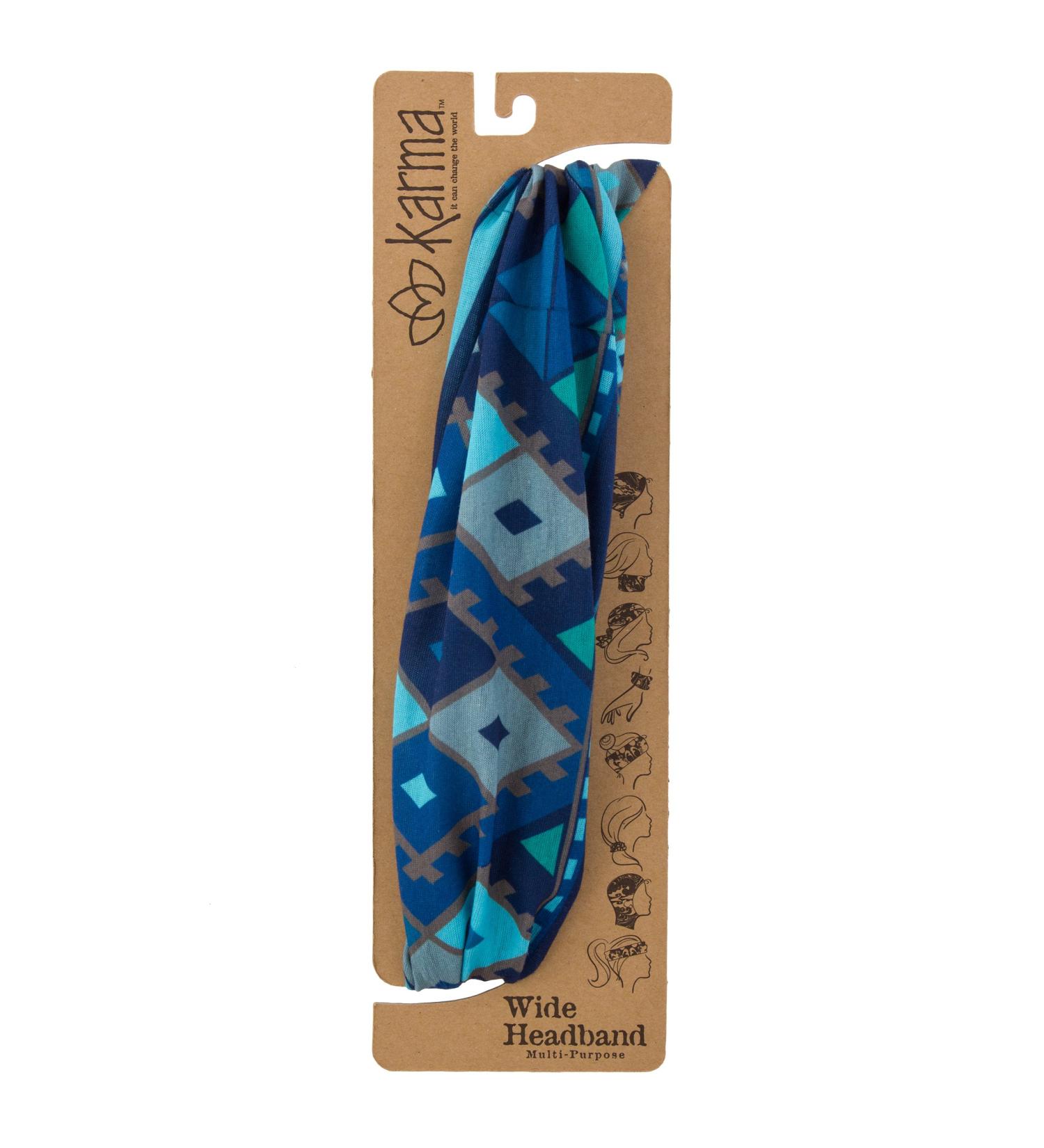 Karma Indigo Diamond Kenya Wide Headband for Women - Stylish Fabric Hair Scarf - Buy Online on GoSupps.com