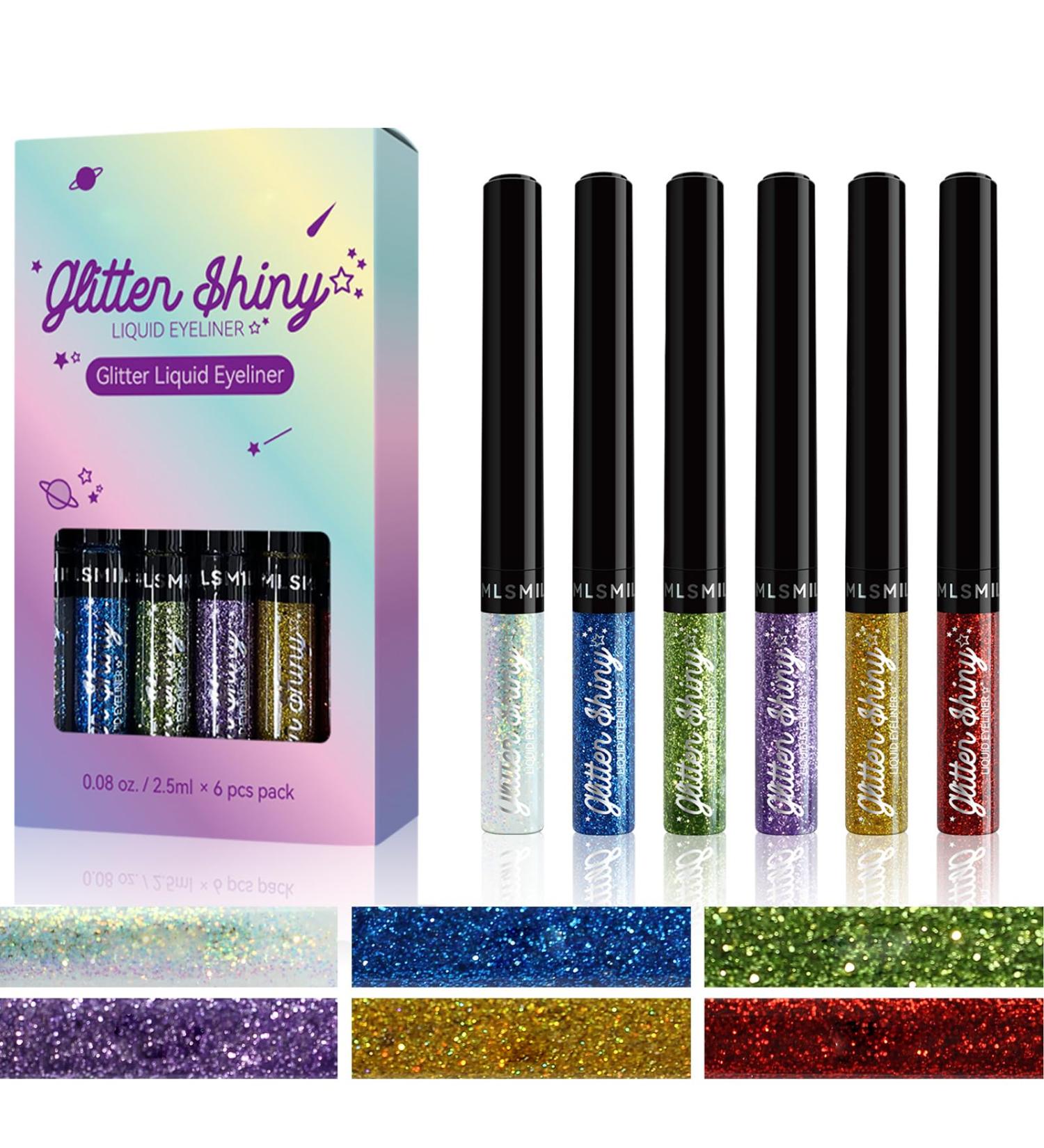 Glitter Eyeliner Waterproof Liquid Pencil Set - Bold Colors Eye Makeup Pen for Long-Lasting Effects - Women's Gift - Buy Online on GoSupps.com
