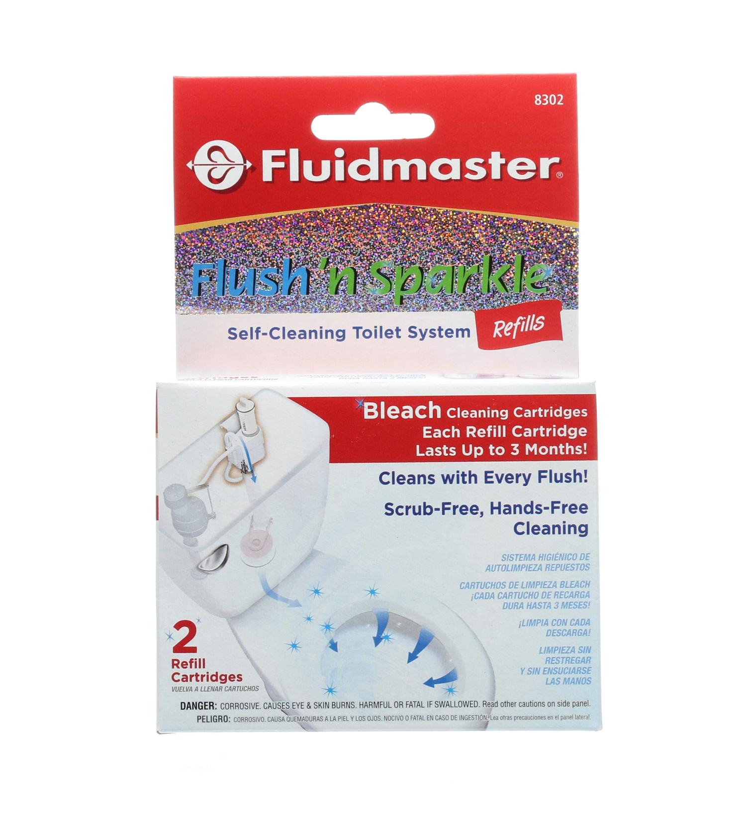 Fluidmaster 8302P8 Flush 'n Sparkle Bleach Cartridge Refills 2-Pack - Toilet Bowl Cleaning System - Buy Online on GoSupps.com