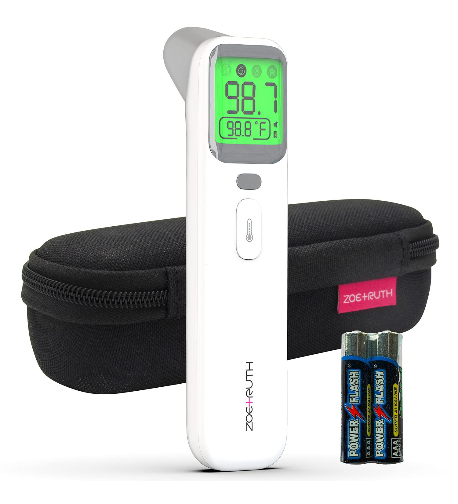 Zoe+Ruth Medical Grade Non-Contact Forehead & Ear Thermometer - Fast, Accurate Digital Infrared Temperature for Baby, Kids & Adults with 5-in-1 Smart Modes & Storage Case - Buy Online on GoSupps.com
