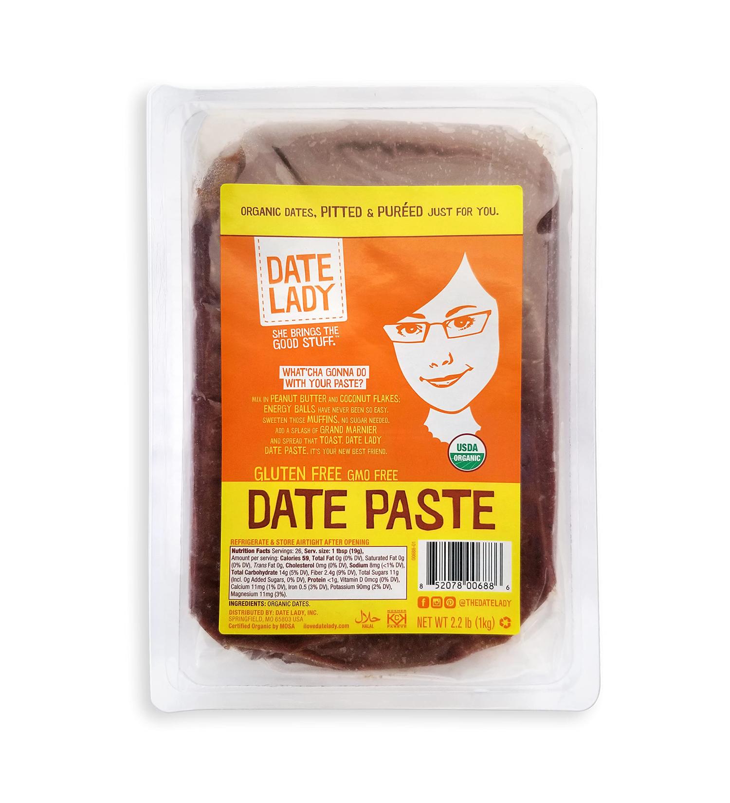 Date Lady Organic Date Paste (2.2 lbs) - 100% Organic Dates for Vegan, Paleo, and Gluten-Free Baking - Non-GMO & Kosher Certified - Buy Online on GoSupps.com