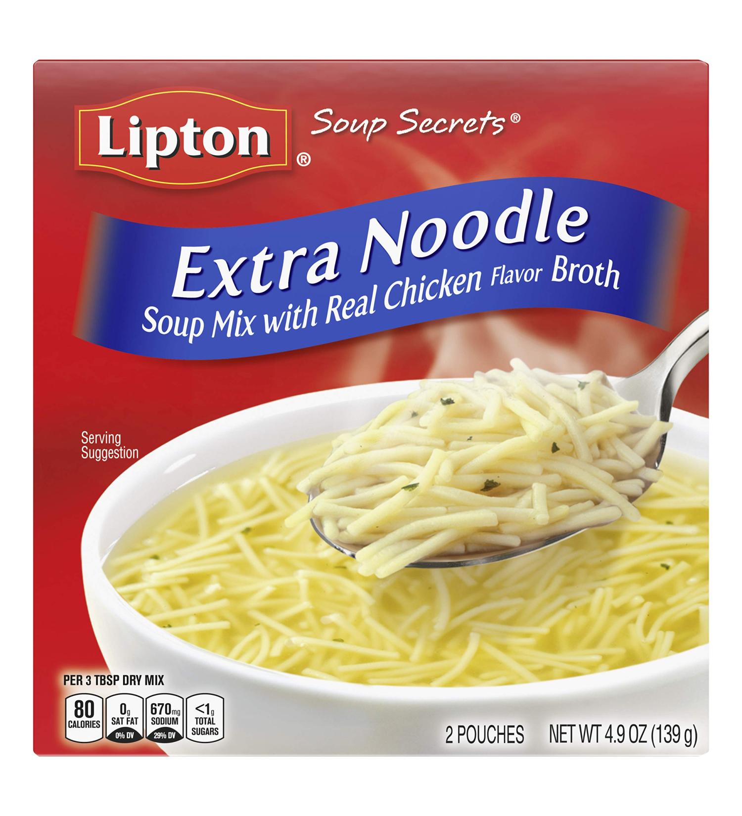 Lipton Soup Secrets Extra Noodle Soup Mix with Real Chicken Broth Flavor 4.9 oz 2 ct - Pack of 12 - Buy Online on GoSupps.com
