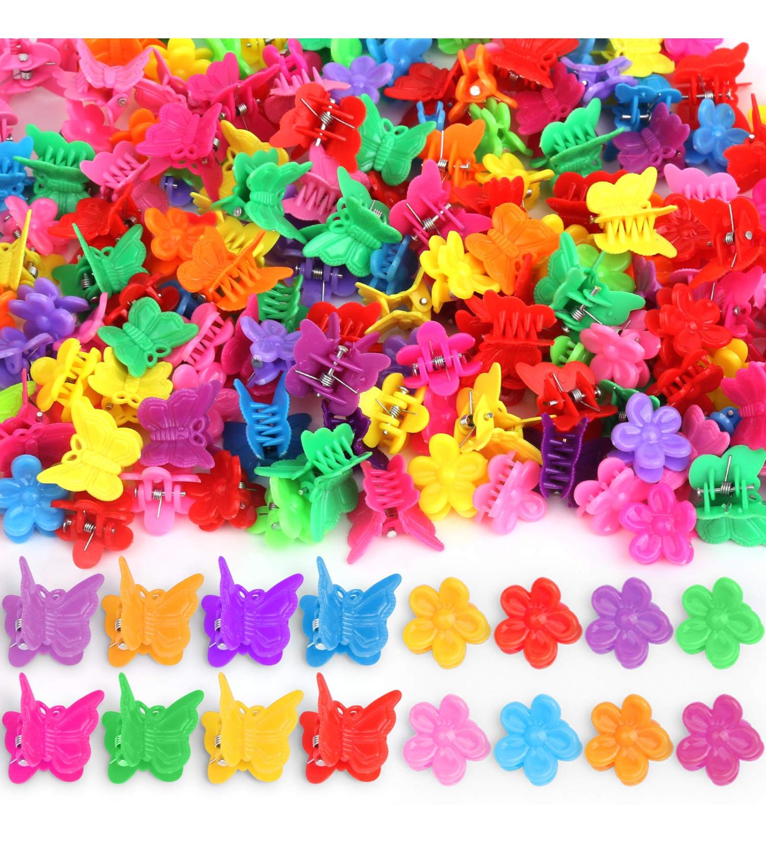 YGDZ 200pcs Small Claw Cute Flower Butterfly Hair Clips for Baby Girls - 8 Assorted Colors - Buy Online on GoSupps.com