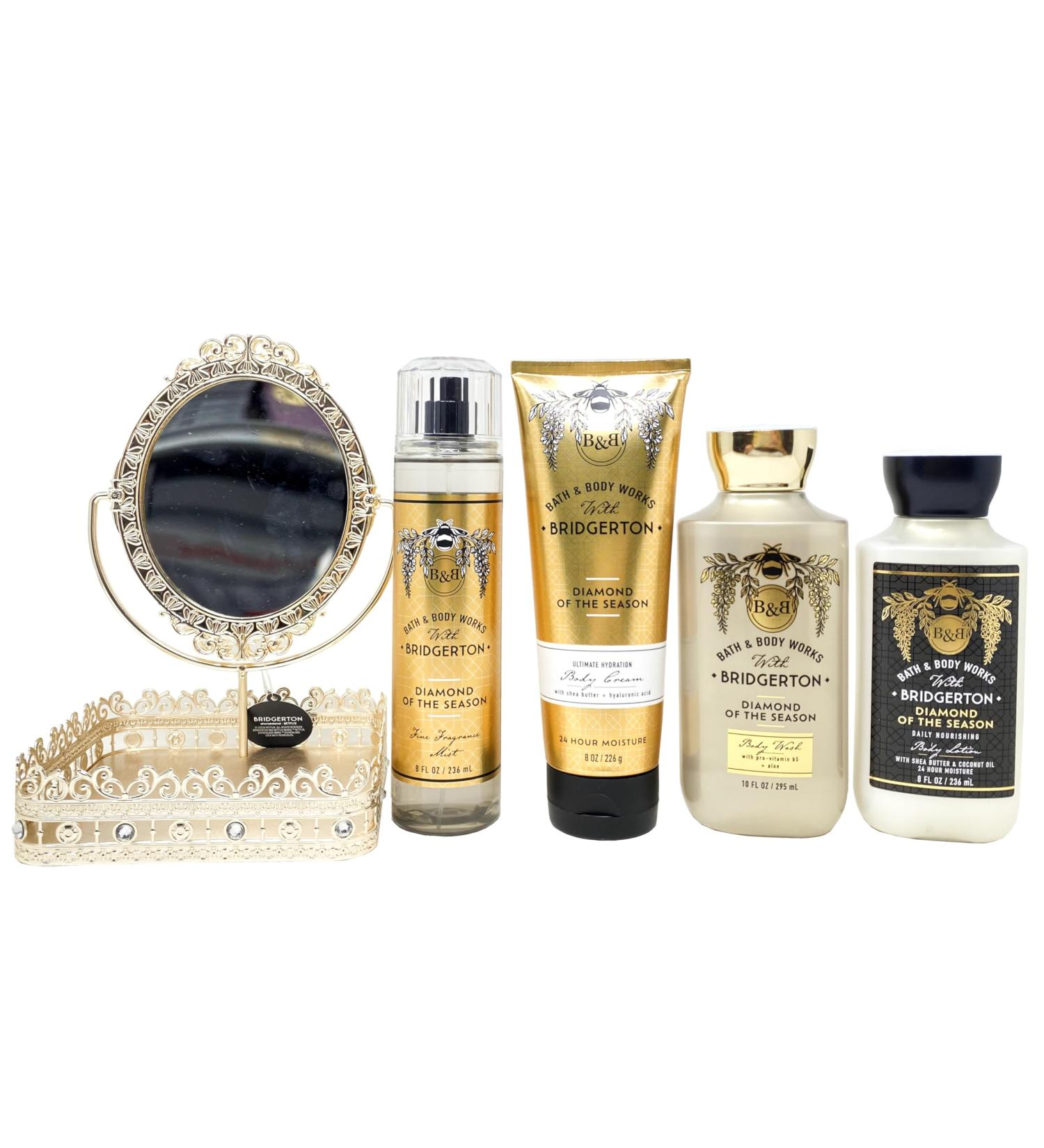 Bath & Body Works Diamond of the Season 4-Piece Deluxe Gift Set with Tilting Vanity Mirror Tray - Full Size Gold | Luxury Bath Gift for Any Occasion - Buy Online on GoSupps.com