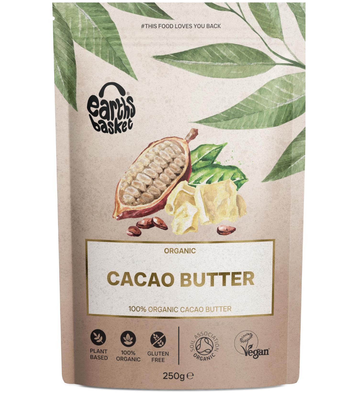 Organic Cacao Butter Rounds - 250g - Earth's Basket Theobroma Cacao Butter - Buy Online on GoSupps.com