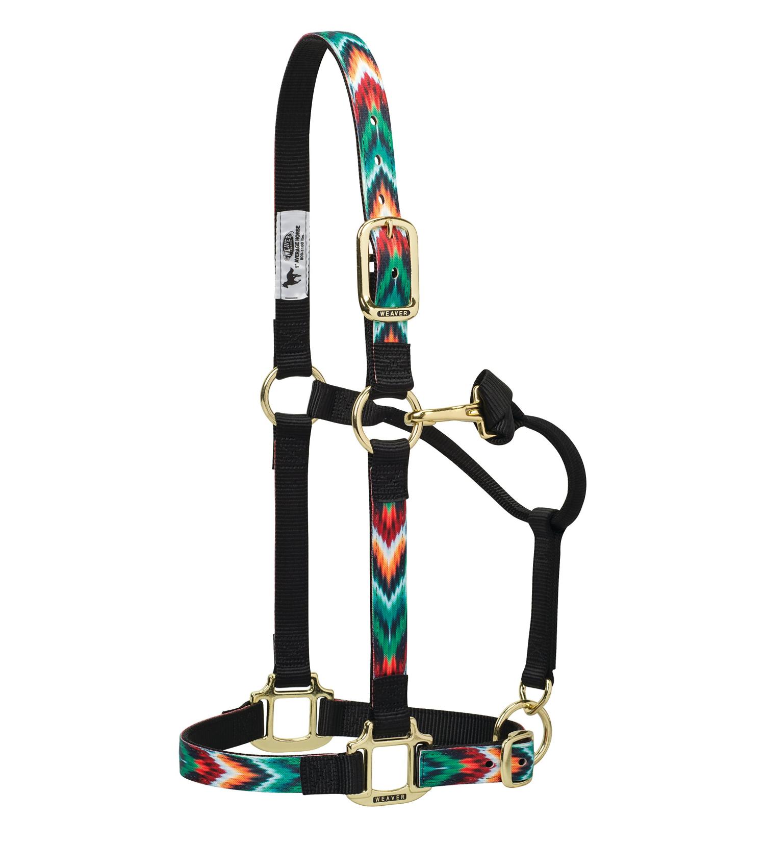 Weaver Leather Adjustable Black/Multi Chevron Patterned Nylon Horse Halter - Average Horse - Buy Online on GoSupps.com