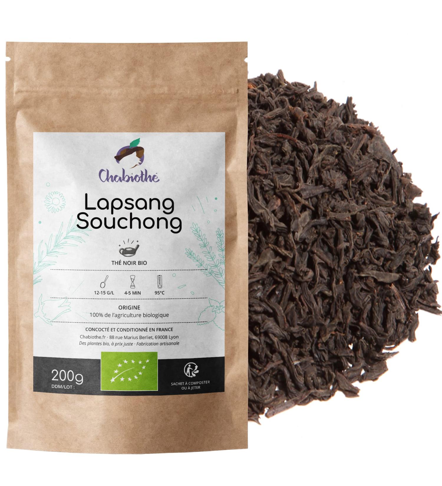  Chabioth Chabioth - Organic Lapsang Souchong Smoked Tea 200g - packaged in France - biodegradable bag - Buy Online on GoSupps.com