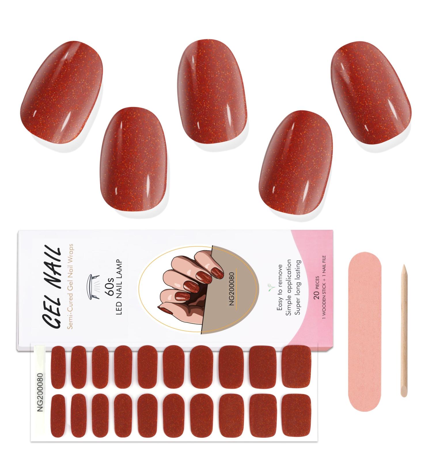 Buy Ebanku 20PCs Red Glitter UV Gel Nail Film Self-Adhesive Nail Wraps & Stickers for Women & Girls - Perfect Nail Decoration | Fast International Shipping - Buy Online on GoSupps.com