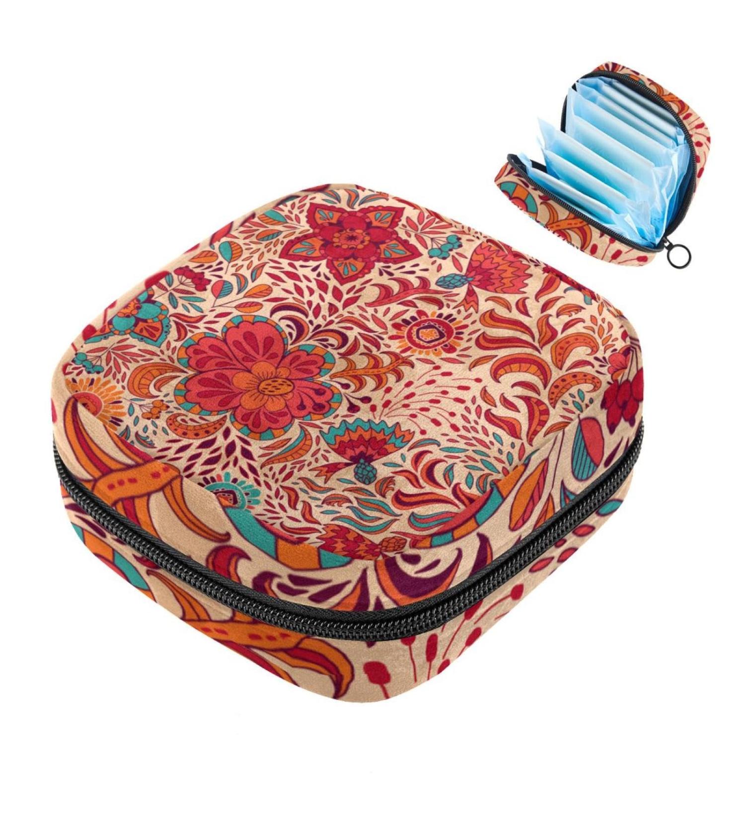 Bohemian Floral Storage Bags for Women's Bandages & Menstrual Products - Portable Multi-Color Holders for School & Office - Buy Online on GoSupps.com