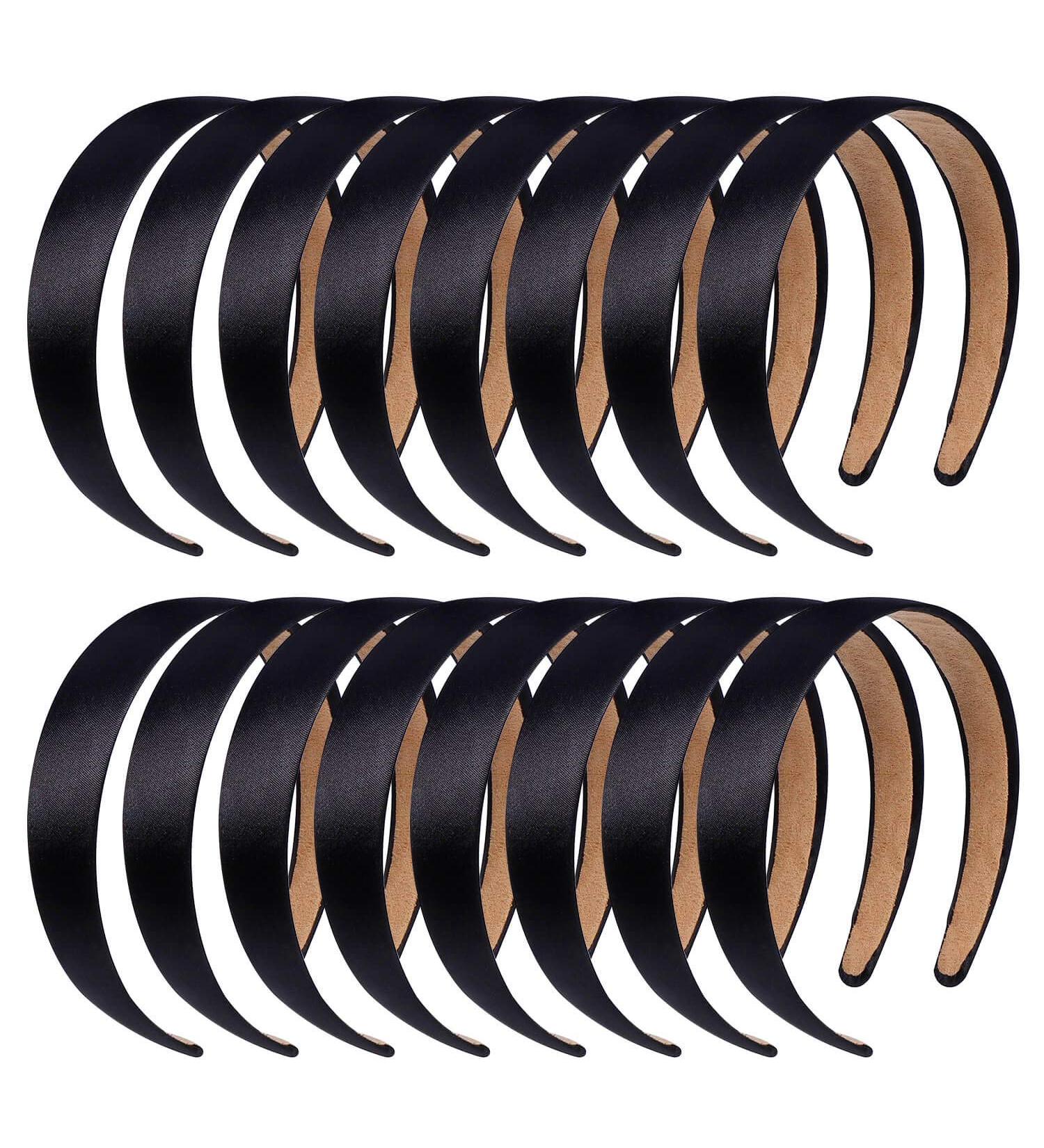 Anezus 16 Pcs Satin Headbands Bulk 1 Inch Anti-Slip Black Ribbon Hair Bands for Women and Girls - DIY Craft Hair Accessories - Buy Online on GoSupps.com