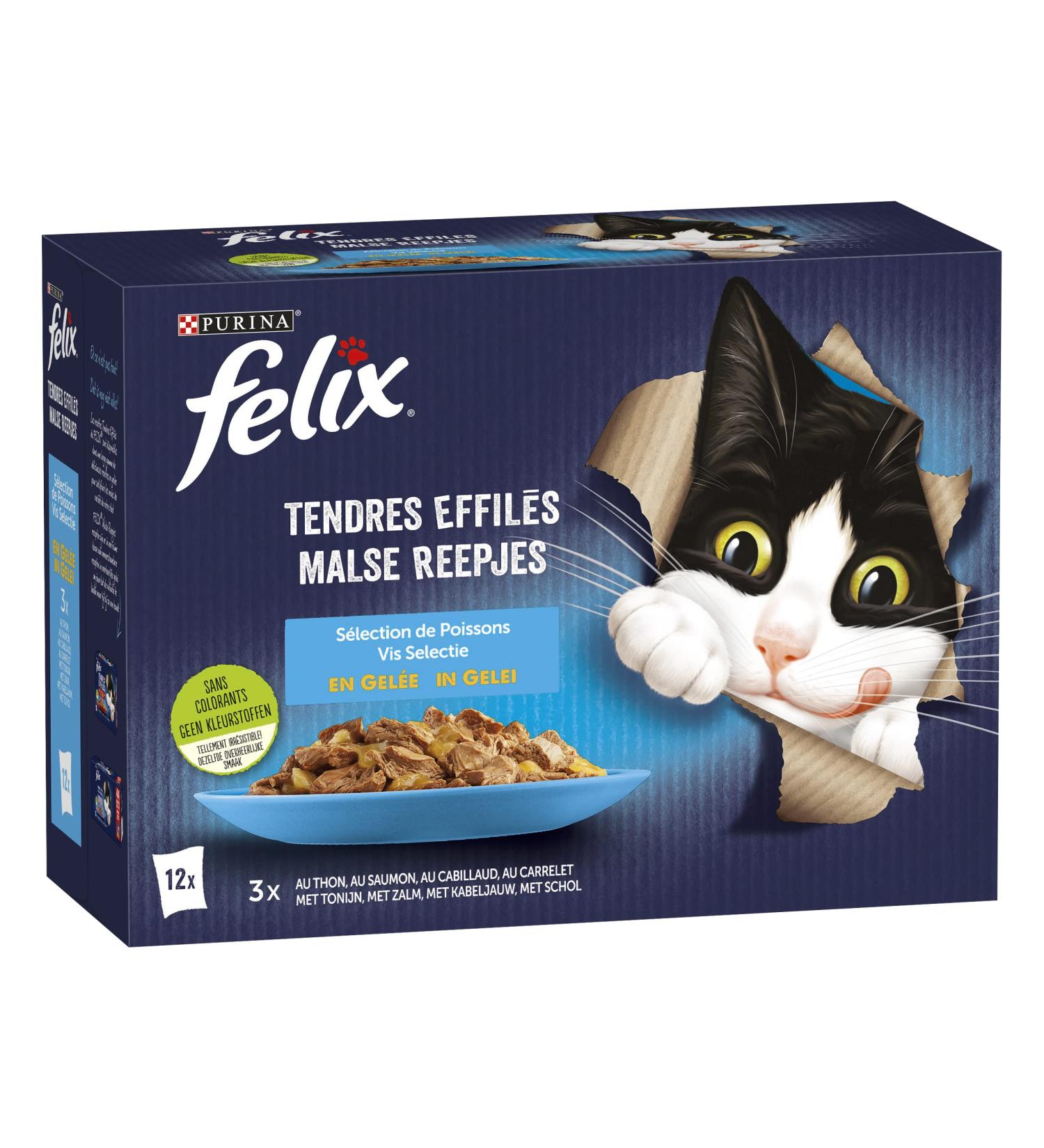 FELIX Soft Shredded in Jelly | Adult Cat | Selection of Fish | Pack of 6-12 x 85 g | Freshness sachet - Buy Online on GoSupps.com
