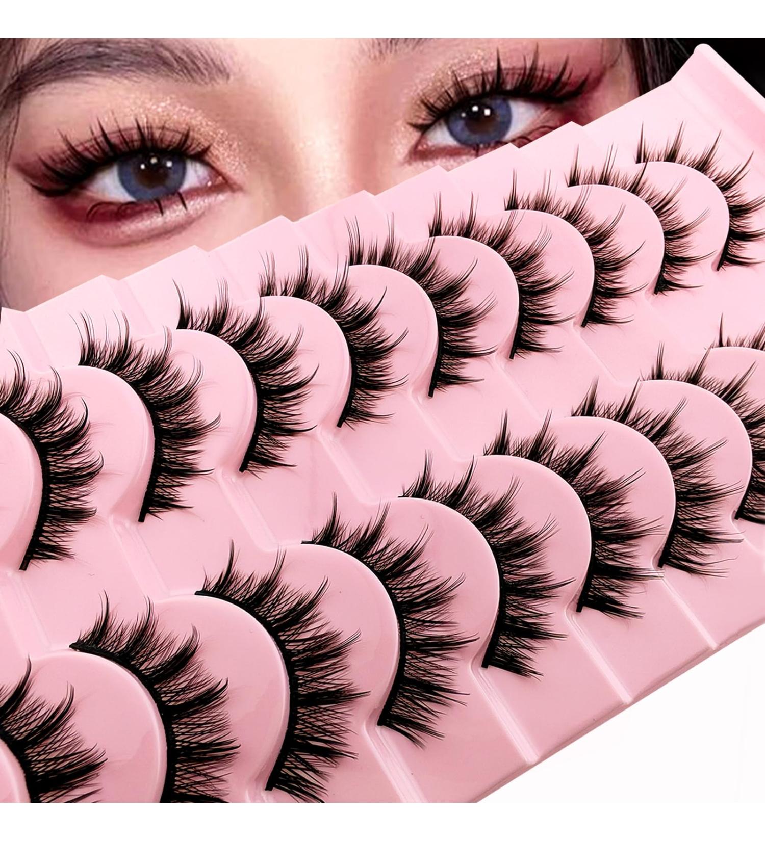 10 Pairs Manga False Eyelashes | Natural Anime Look | 15mm Short Spiky Wispy Faux Mink Lashes for Cosplay - Buy Online on GoSupps.com