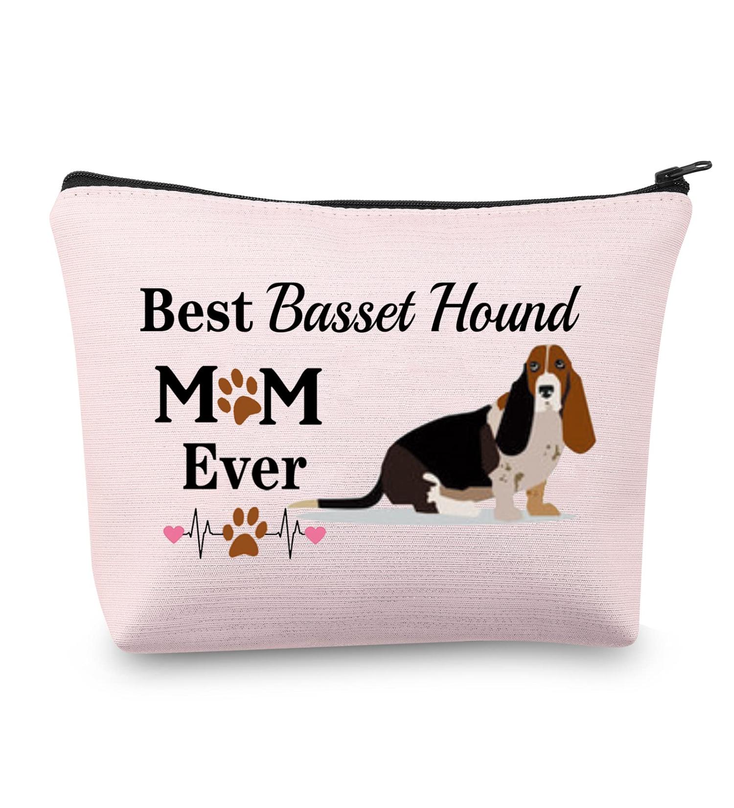 Stylish Basset Hound Mom Cosmetic Bag | Perfect Gift for Dog Lovers | International Shipping Available - Buy Online on GoSupps.com
