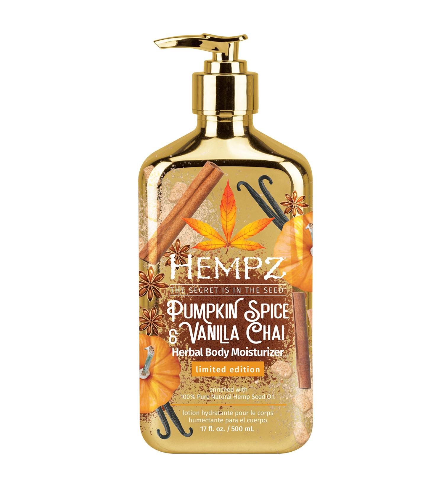 Hempz Limited Edition Pumpkin Spice & Vanilla Chai Body Lotion - 17 oz Shea Butter Moisturizer with Hemp Seed Oil - Buy Online on GoSupps.com