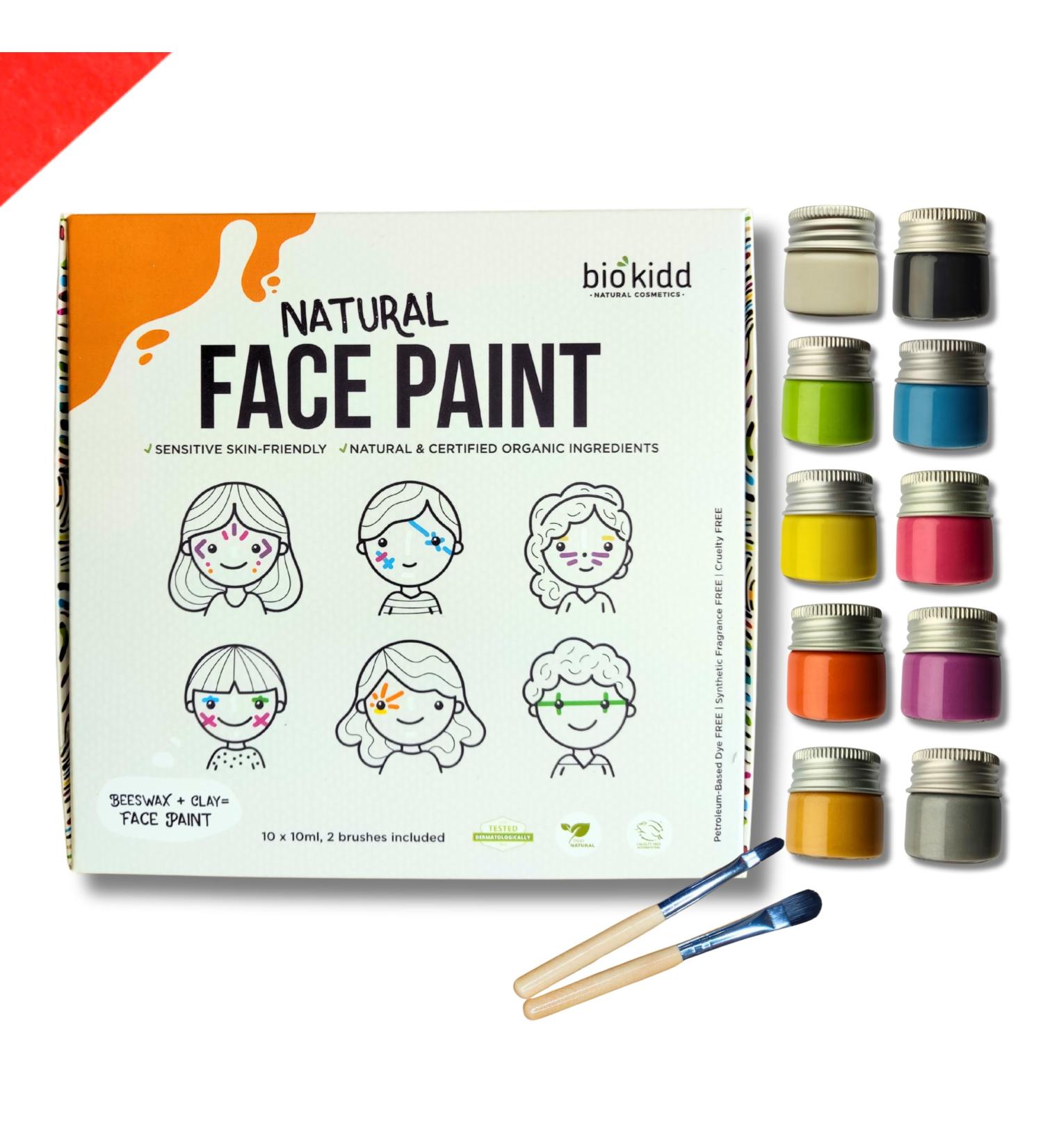 Biokidd Organic Face Makeup for Children | Natural Sensitive Skin Friendly | 10 Washable Colors for Birthdays Halloween & Carnival - Buy Online on GoSupps.com