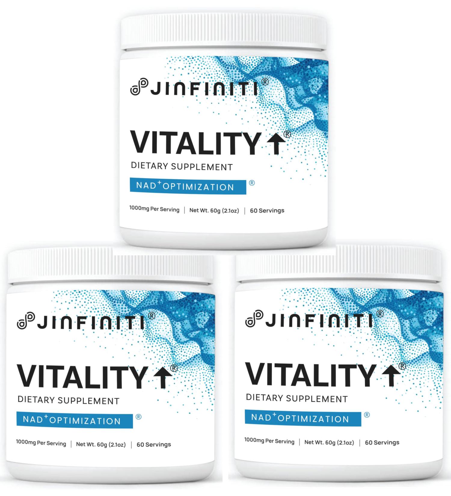Jinfiniti Vitality NAD+ Optimization A Patented Clinically Validated Optimization Formula Elevate intracellular Nicotinamide Adenine Dinucleotide levels to support mitochondria and metabolic health - Buy Online on GoSupps.com