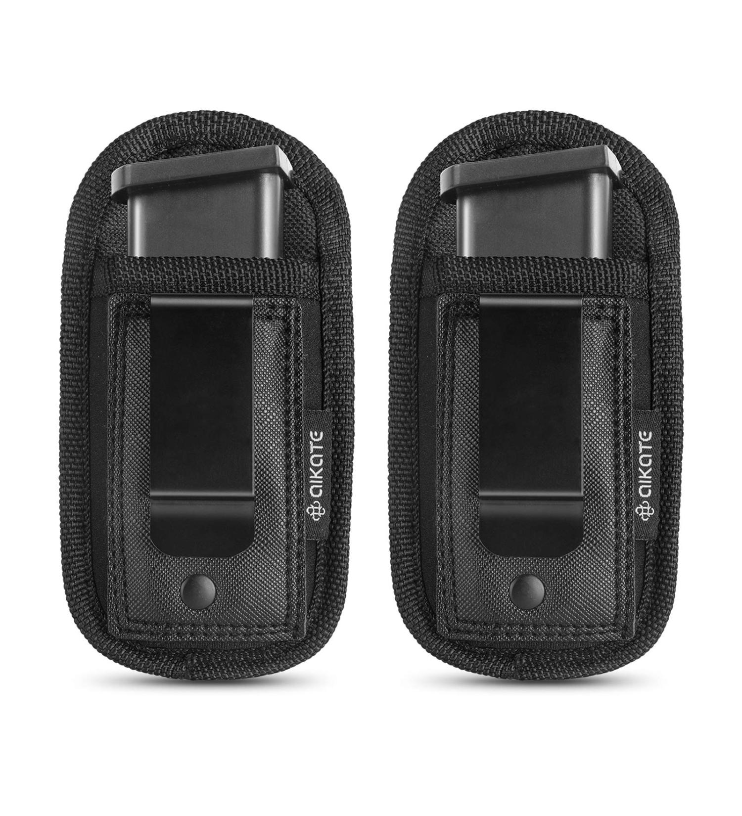2 Pack Universal Magazine IWB Pouch for Concealed Carry - Fits S&W, Sig Sauer, Ruger, Glock - 9mm .40 .45 .380 .357 - Fits All Pistols - Handgun Ammo Holsters - Buy Online on GoSupps.com