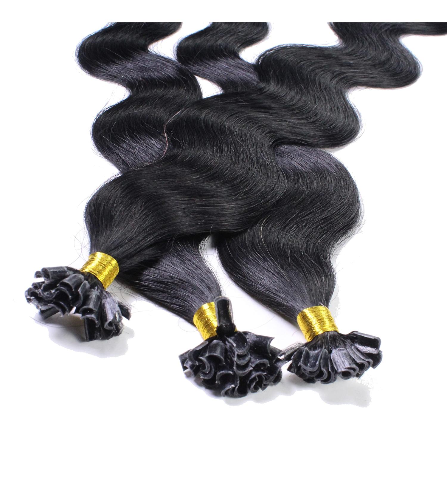 Buy Hair2Heart Real Hair Extensions - 25 Strands Wavy 1g 40cm 2/0 Black - International Shipping - Buy Online on GoSupps.com