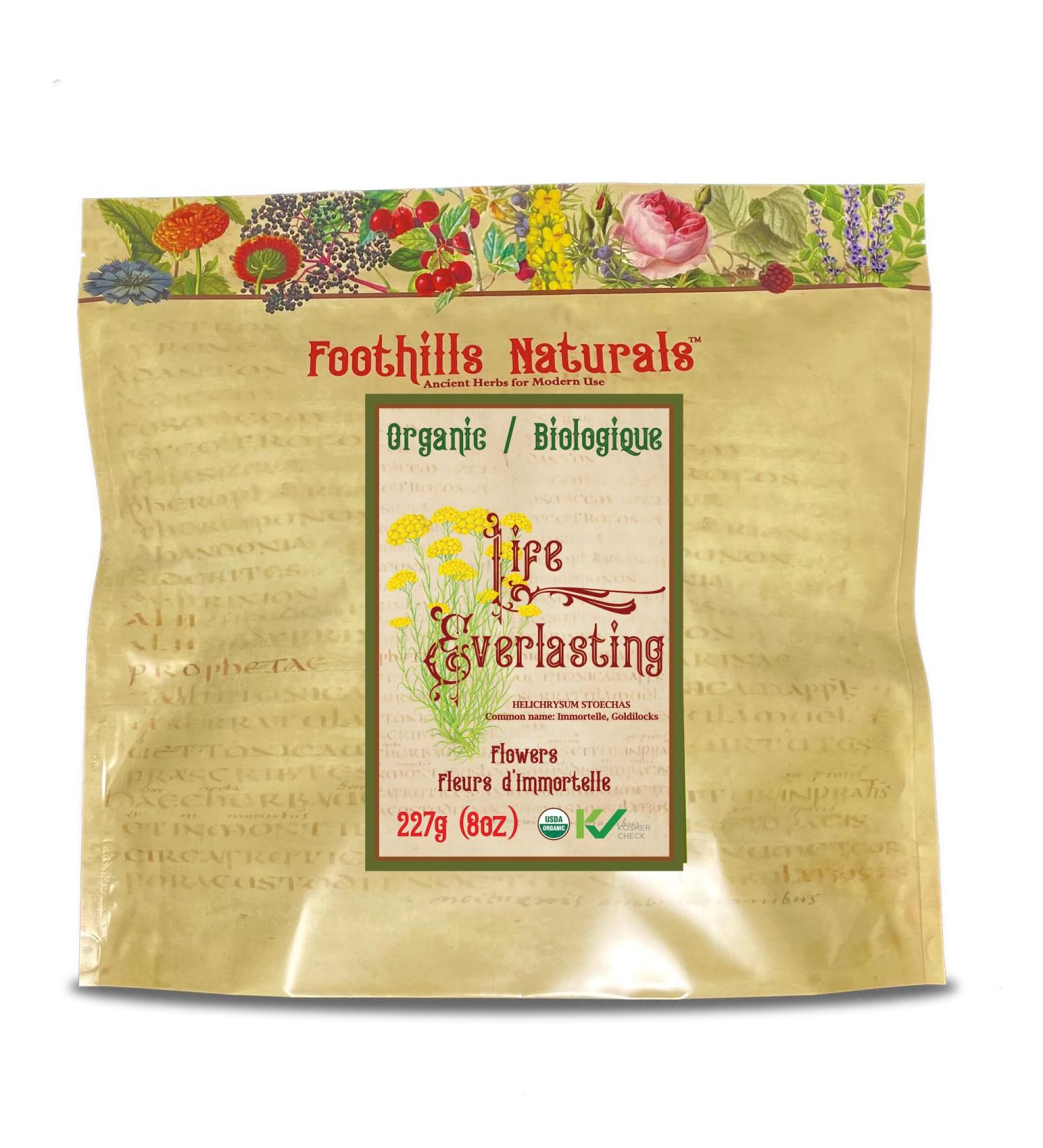 Foothills Naturals Life Everlasting Herb (Goldilocks Immortelle) Flowers Tea Organic - 227g / 8oz - Buy Online on GoSupps.com