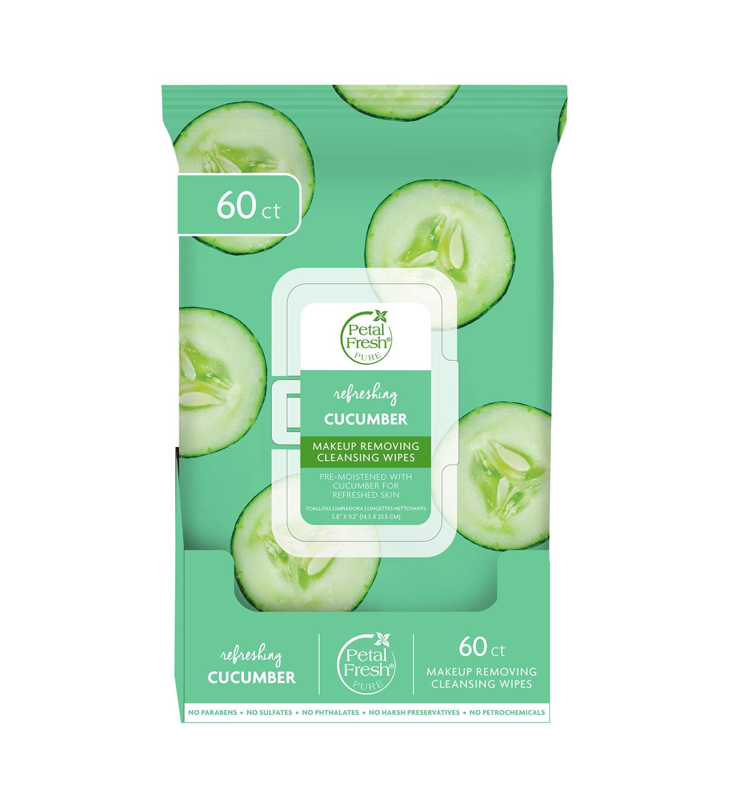 Petal Fresh Cucumber Makeup Removing Cleansing Towelettes - 60ct | Vegan & Cruelty-Free - Buy Online on GoSupps.com