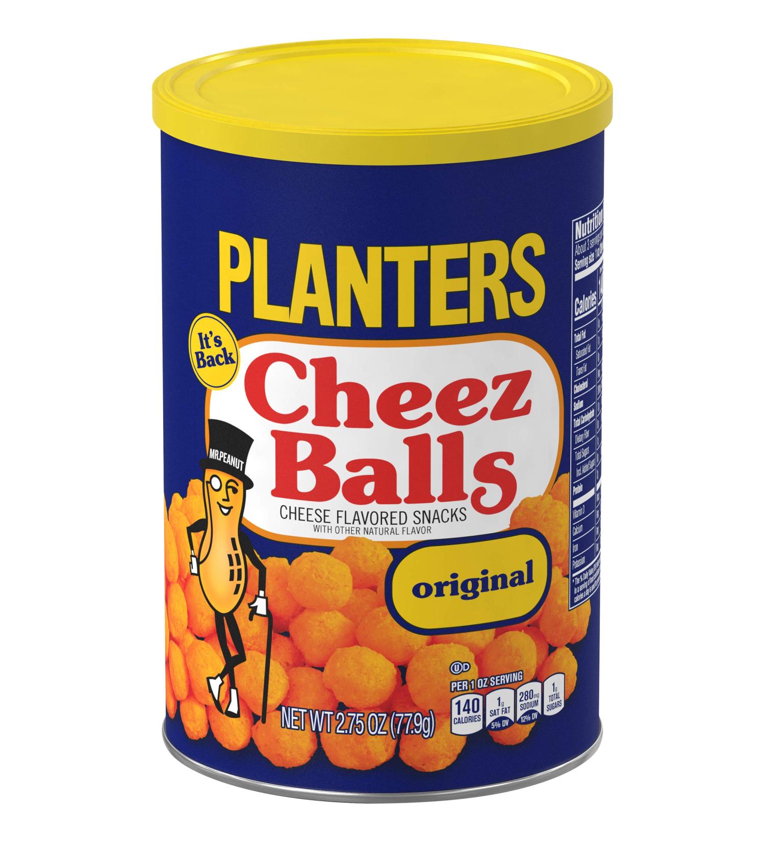 Planters Original Cheez Balls - 2.75 oz Canister | Cheese Flavored Snacks - Buy Online on GoSupps.com