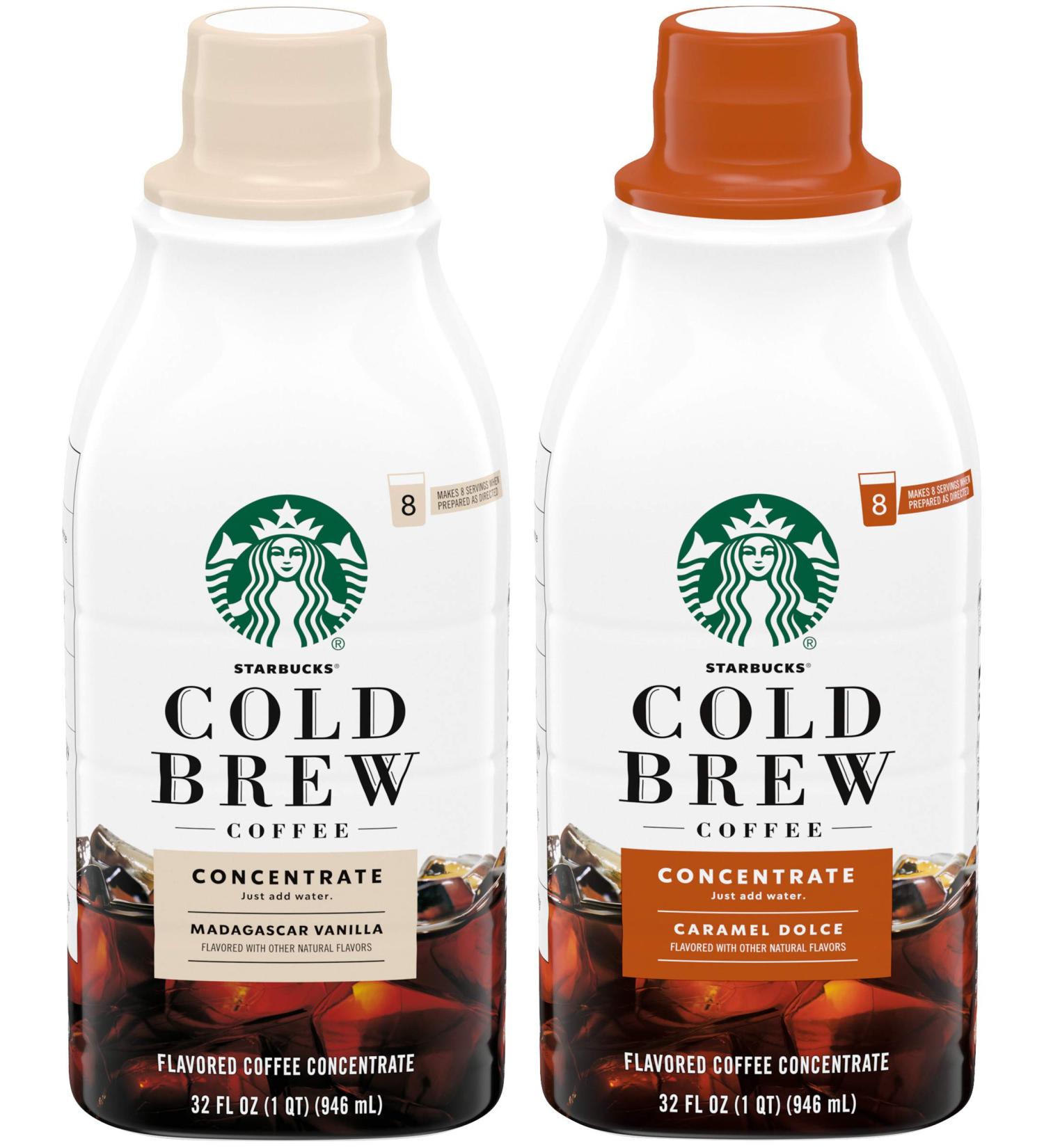 Starbucks Cold Brew Concentrate 32 Fl Oz - Madagascar Vanilla + Caramel Dolce - Pack of 2 - Buy Online on GoSupps.com