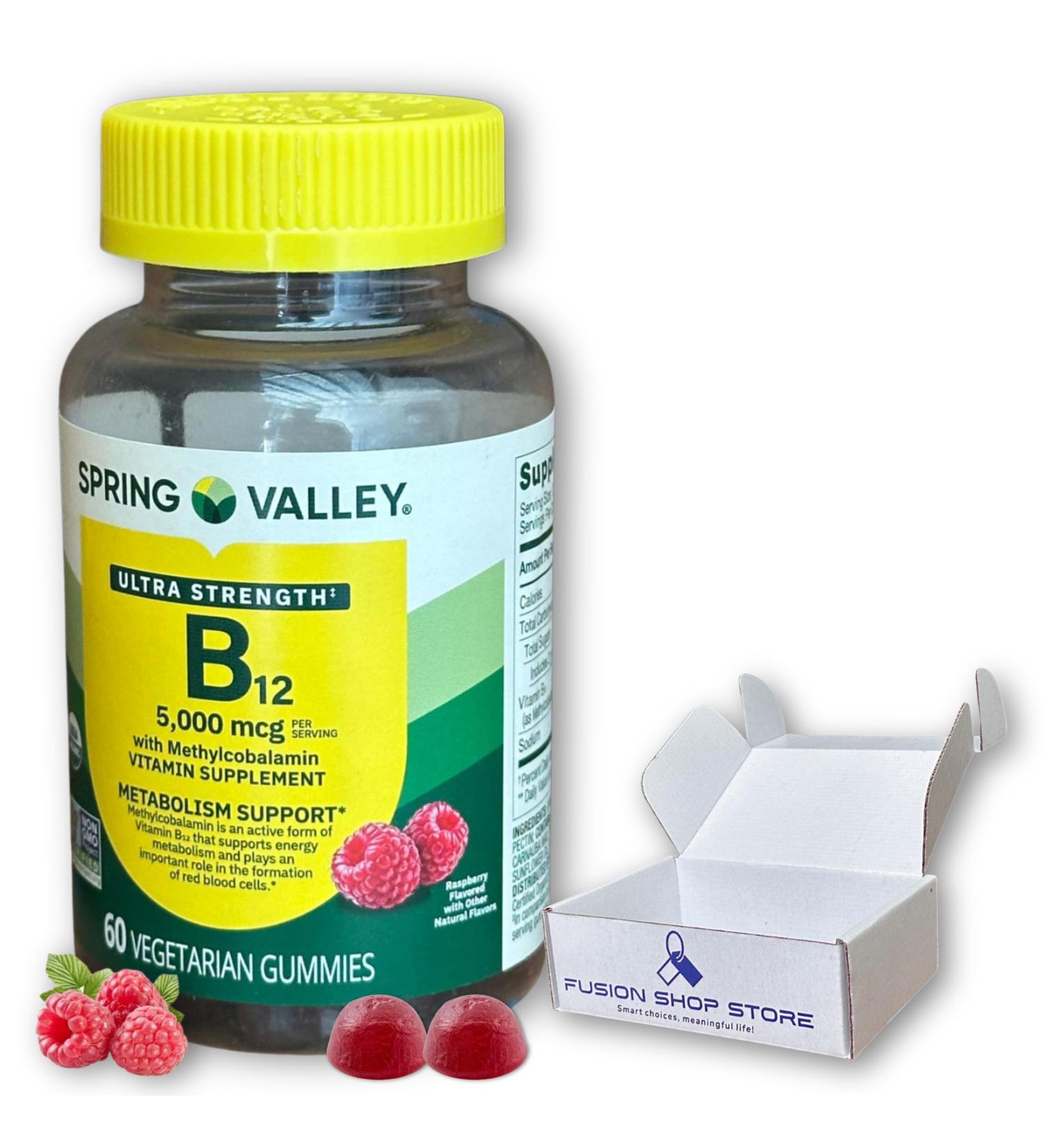 B12 5000 mcg-Vitamin Gummies Ultra Strength Methylcobalamin 60ct (Pack of 1) Boxed by Fusion Shop Store - Buy Online on GoSupps.com