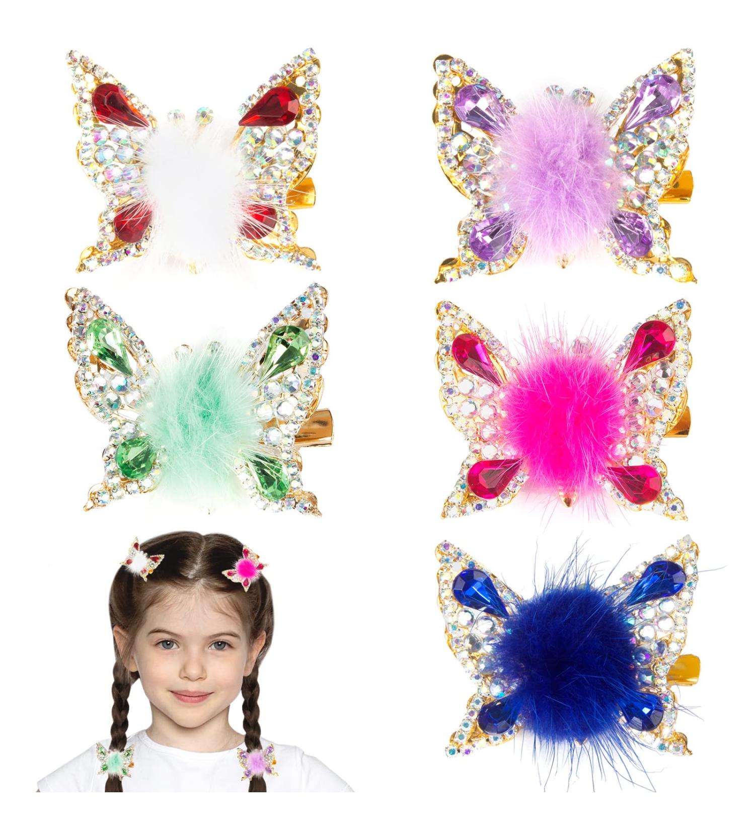 5 Pcs Flying Butterfly Hair Clips with Crystal Stones - Cute Hairpin Barrettes for Girls - Sparkling Hair Accessories & Gifts for Women - Buy Online on GoSupps.com