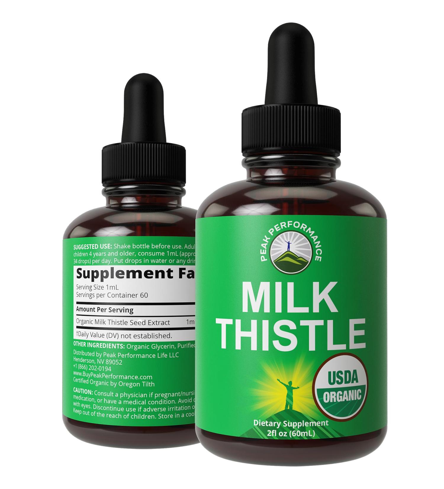 Organic Milk Thistle Extract Liquid Drops - Liver Detox Supplement for Men & Women - Buy Online on GoSupps.com