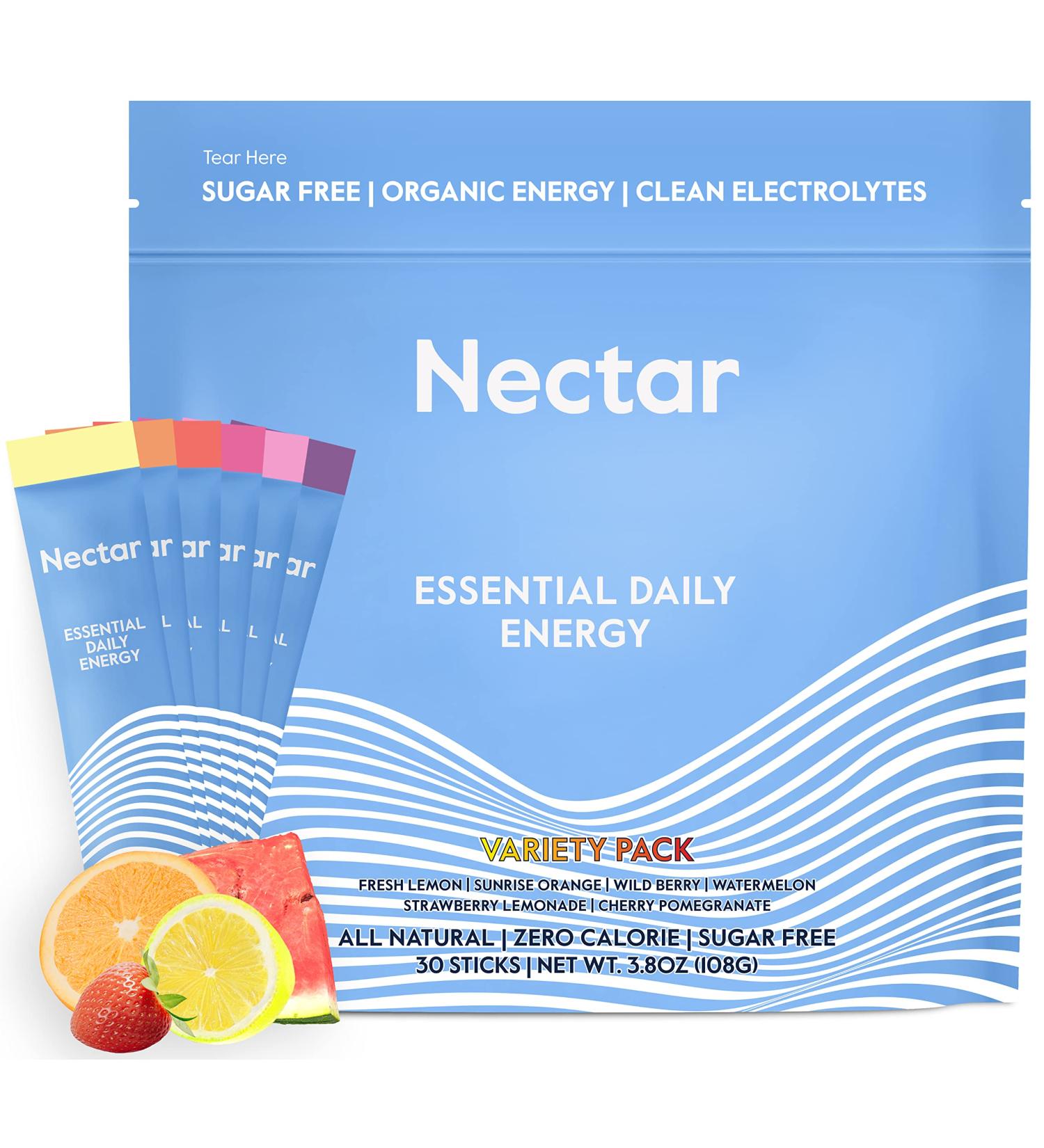 Nectar Energy Booster - Organic Caffeine B12 & Electrolytes - Sugar Free Hydration & Energy Supplement - 30 Packets - Buy Online on GoSupps.com
