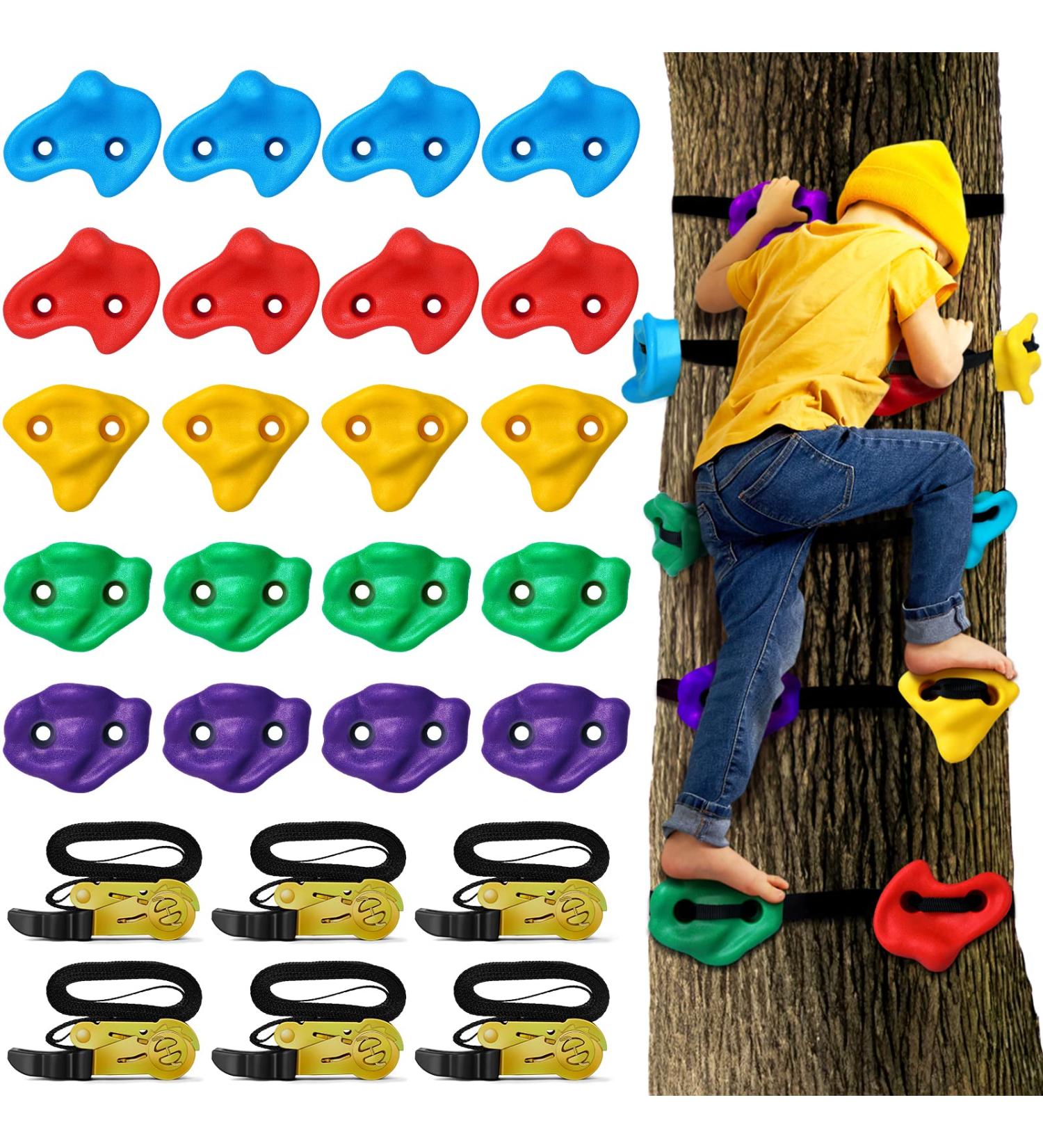NAQIER Ninja Tree Climbing Holds with Ratchet Straps - Outdoor Ninja Warrior Course for Kids - Buy Online on GoSupps.com