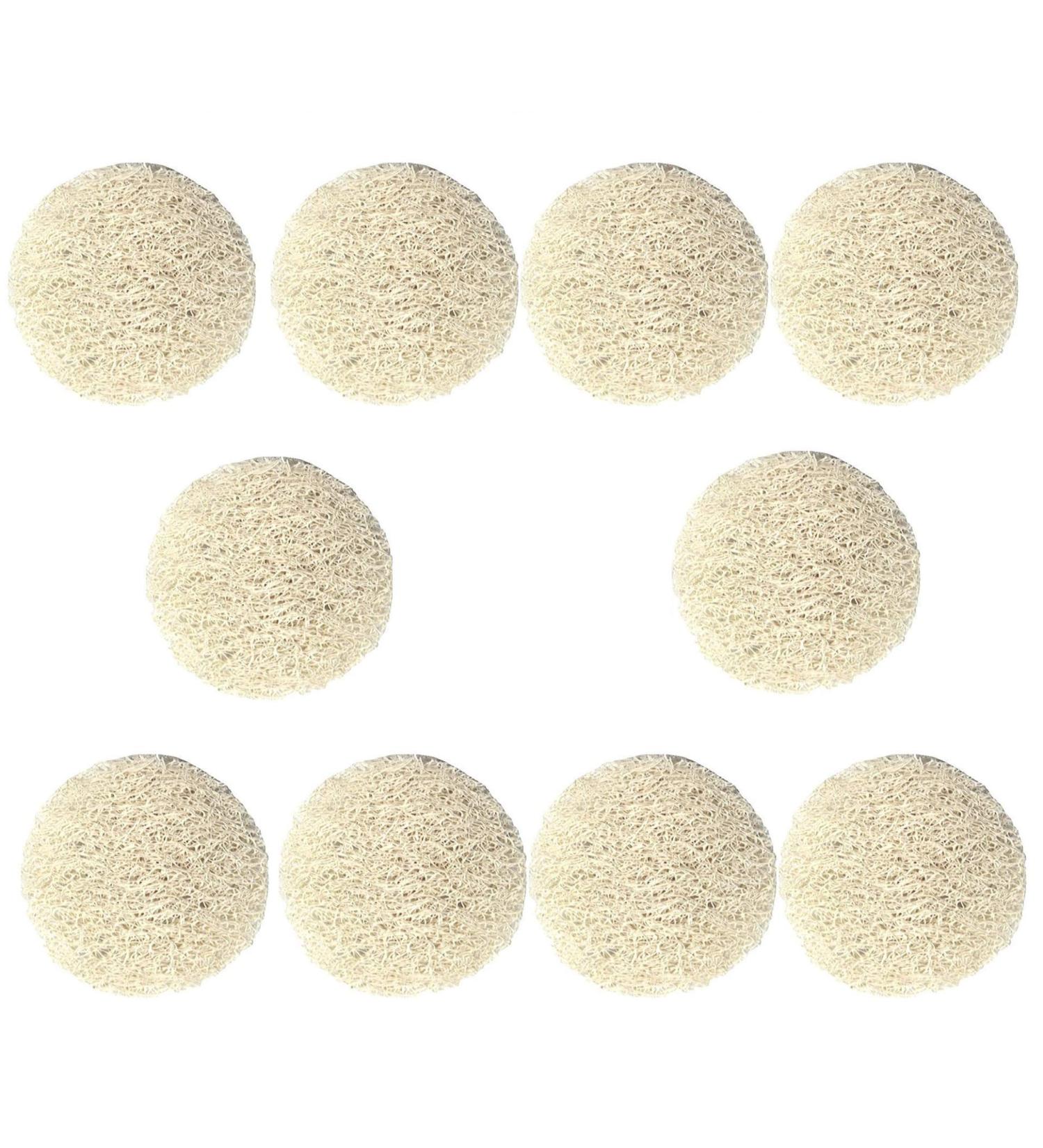 Set of 10 Eco-Friendly Natural Loofah Facial Pads - Reusable Exfoliating Scrubber Rounds for Face Cleansing & Makeup Removal by Serrento - Buy Online on GoSupps.com
