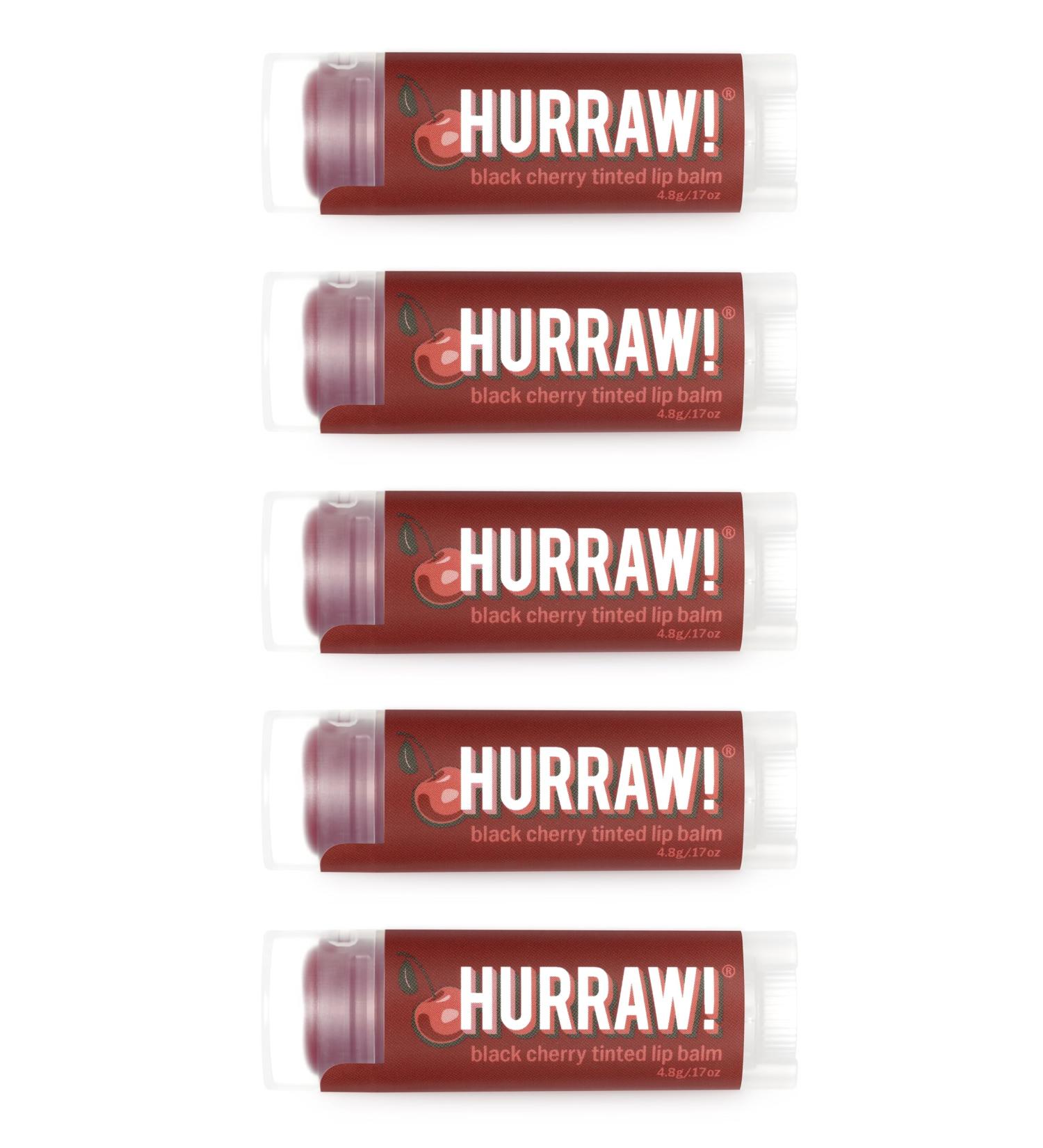 Hurraw! Black Cherry Tinted Lip Balm 5 Pack: (Sheer Red Tint) Organic Certified Vegan Cruelty and Gluten Free. Non-GMO 100% Natural Ingredients. Bee Shea Soy and Palm Free. Made in USA - Buy Online on GoSupps.com