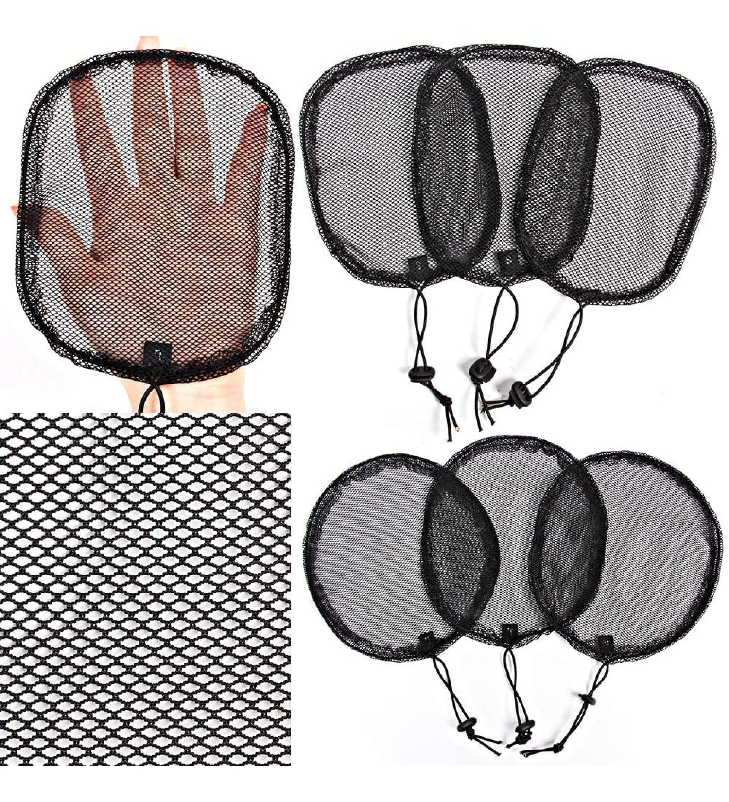 6 PCS Black Drawstring Ponytail Net Set - Stretchy Base for Afro Puff Weaving - Round and Square Styles (Size L) - Buy Online on GoSupps.com