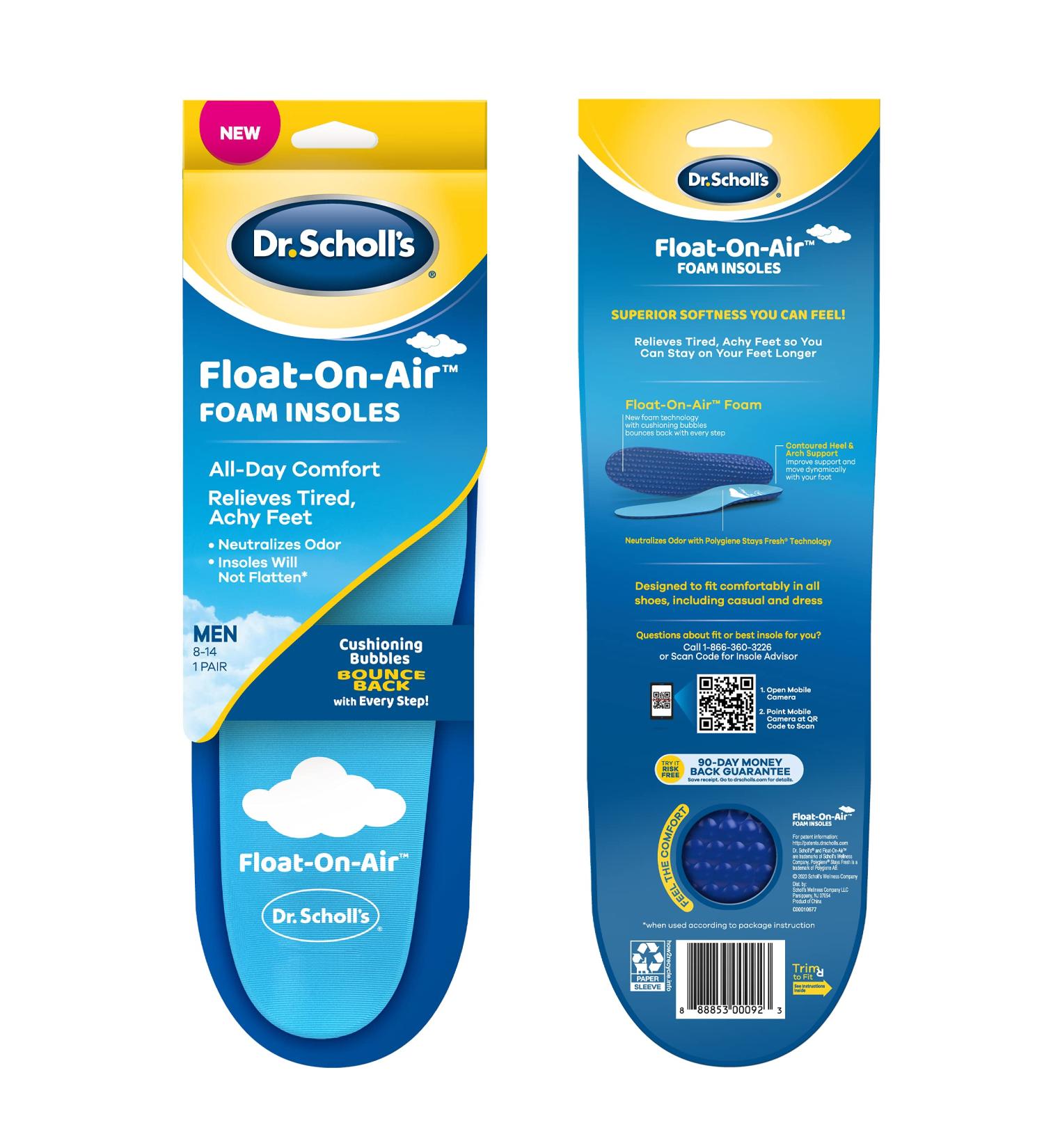 Dr. Scholl's Float-On-Air Men's Insoles | All-Day Comfort for Men's Shoe Inserts | Relieve Tired Feet | Size 8-14 - Buy Online on GoSupps.com