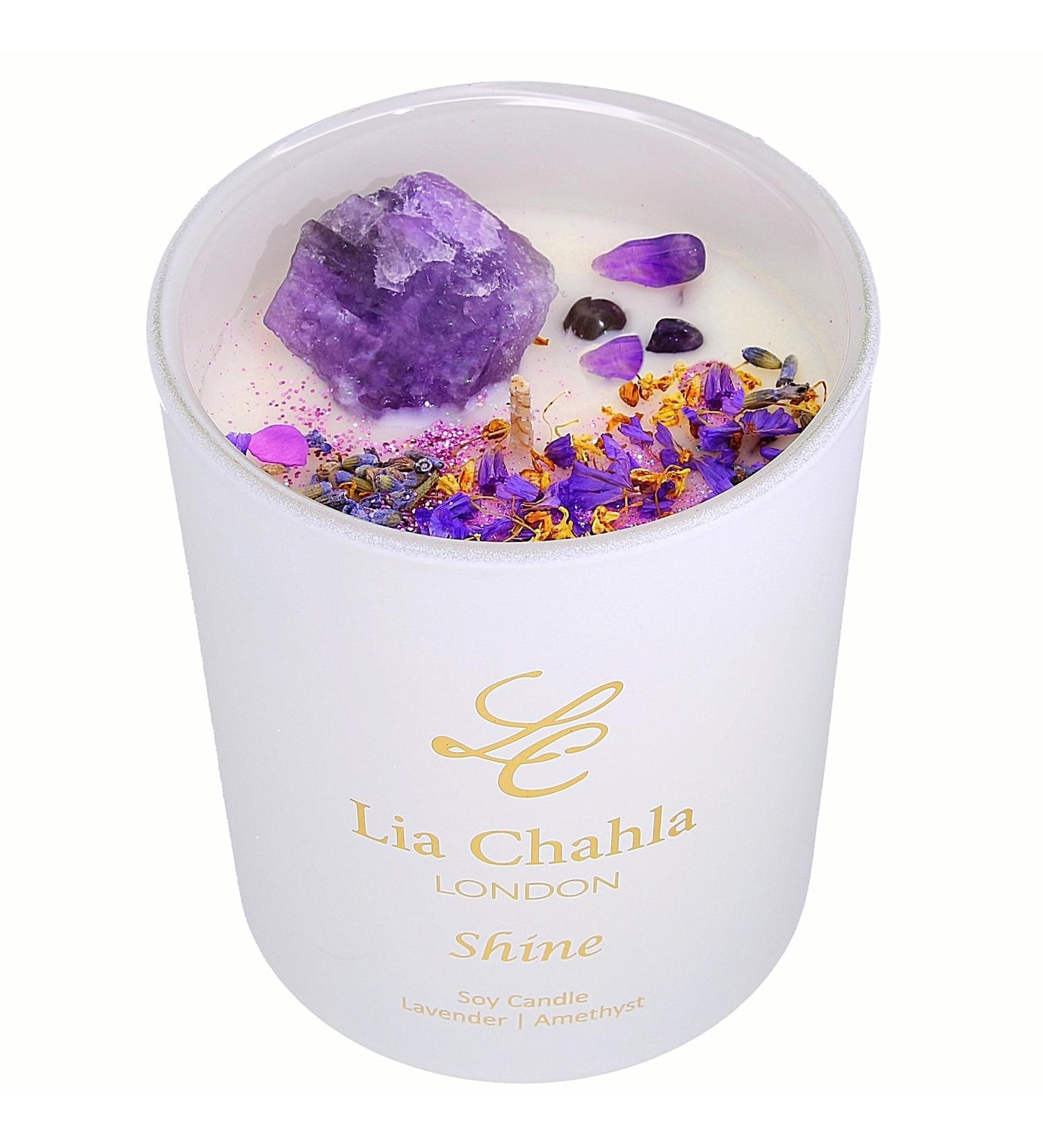 Amethyst Crystal Candle 10 oz | Lavender Scented Soy Candle | Relaxing Gift with Essential Oils | LIA CHAHLA LONDON Luxury Shine Collection - Buy Online on GoSupps.com